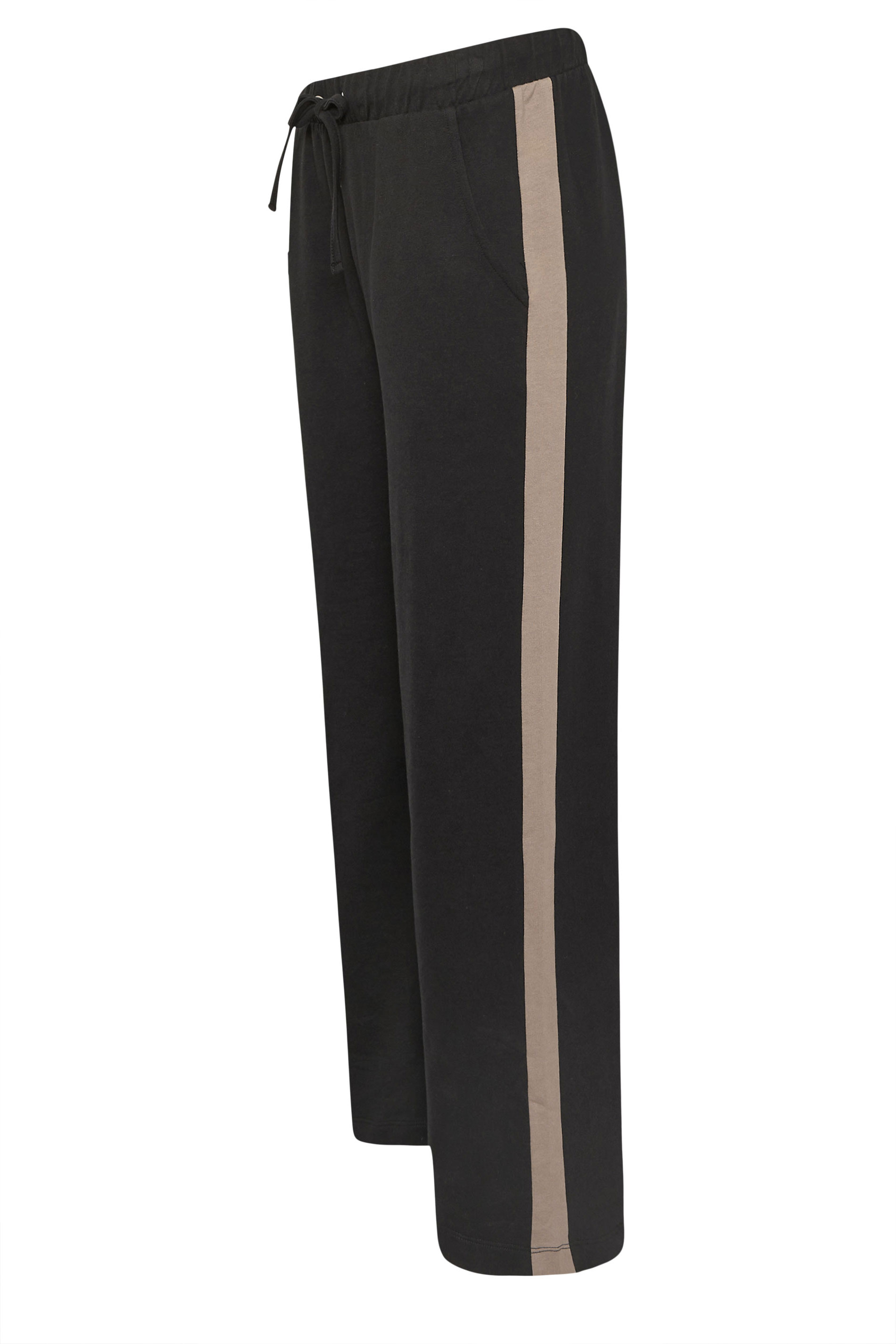 M&Co Petite Black & Brown Side Stripe Cotton Wide Leg Joggers | M&Co 7