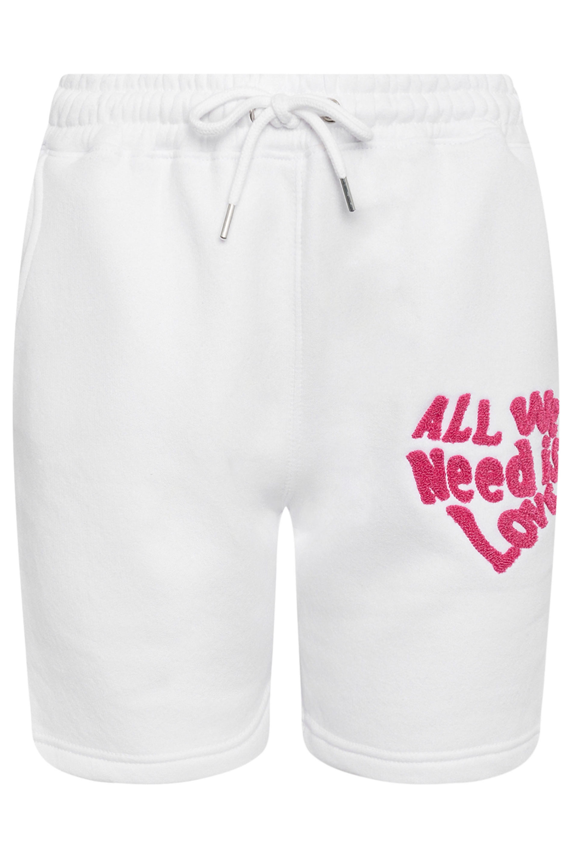 White 'All We Need Is Love' Slogan Jogger Shorts | PixieGirl 5