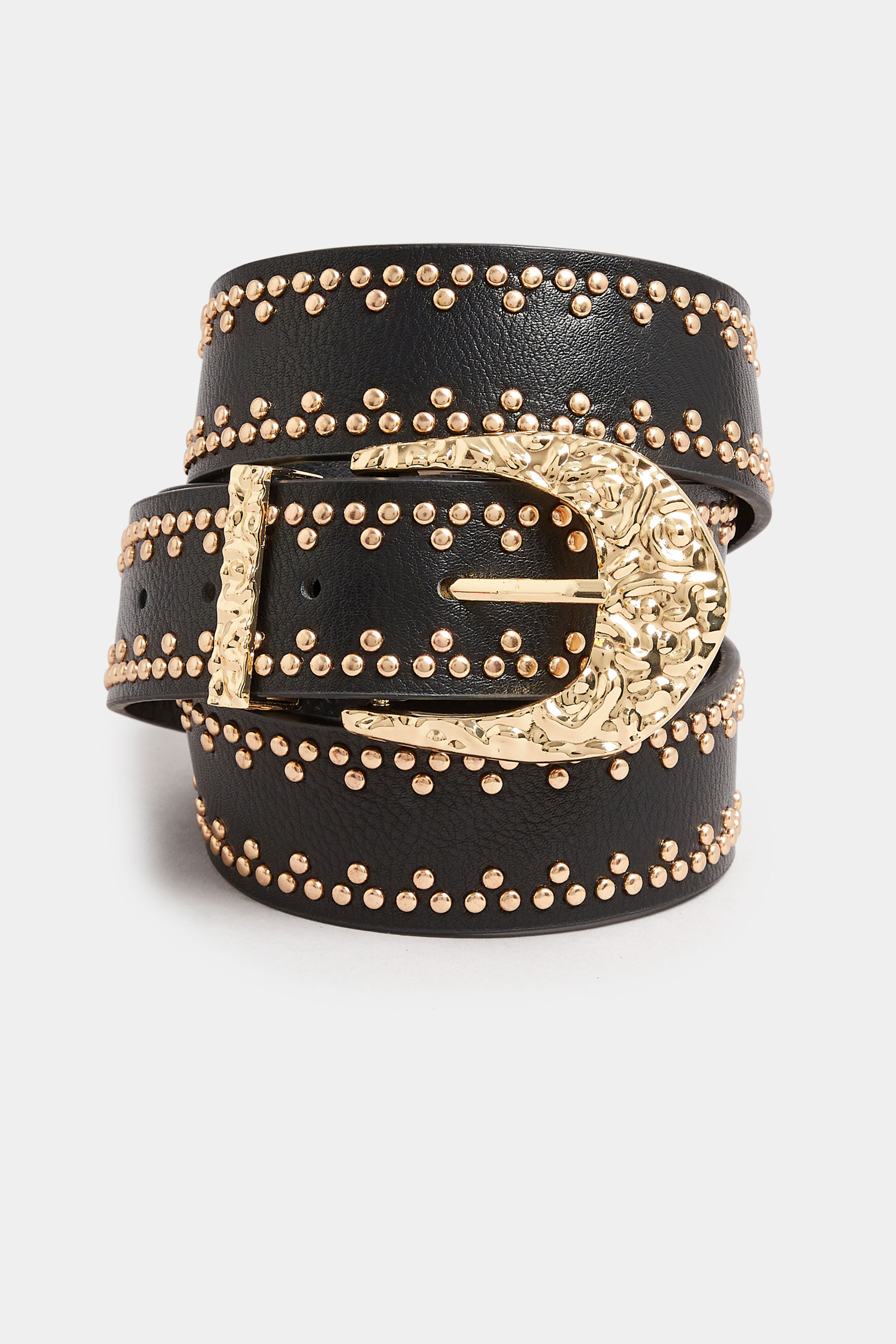 Black Studded Textured Buckle Belt | Yours Clothing 2