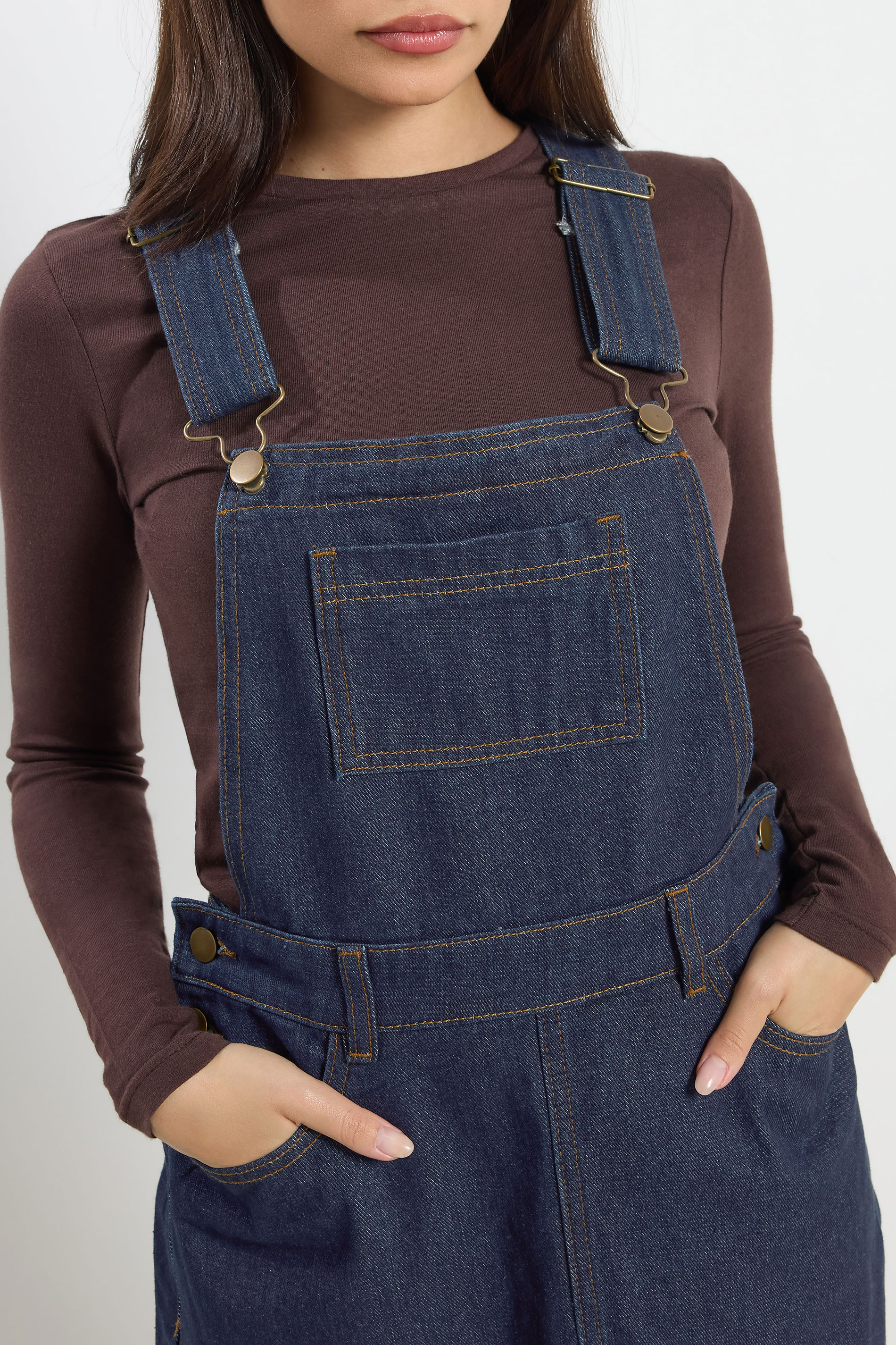 PixieGirl Petite Women's Indigo Blue Denim Pinafore Dress | PixieGirl 4