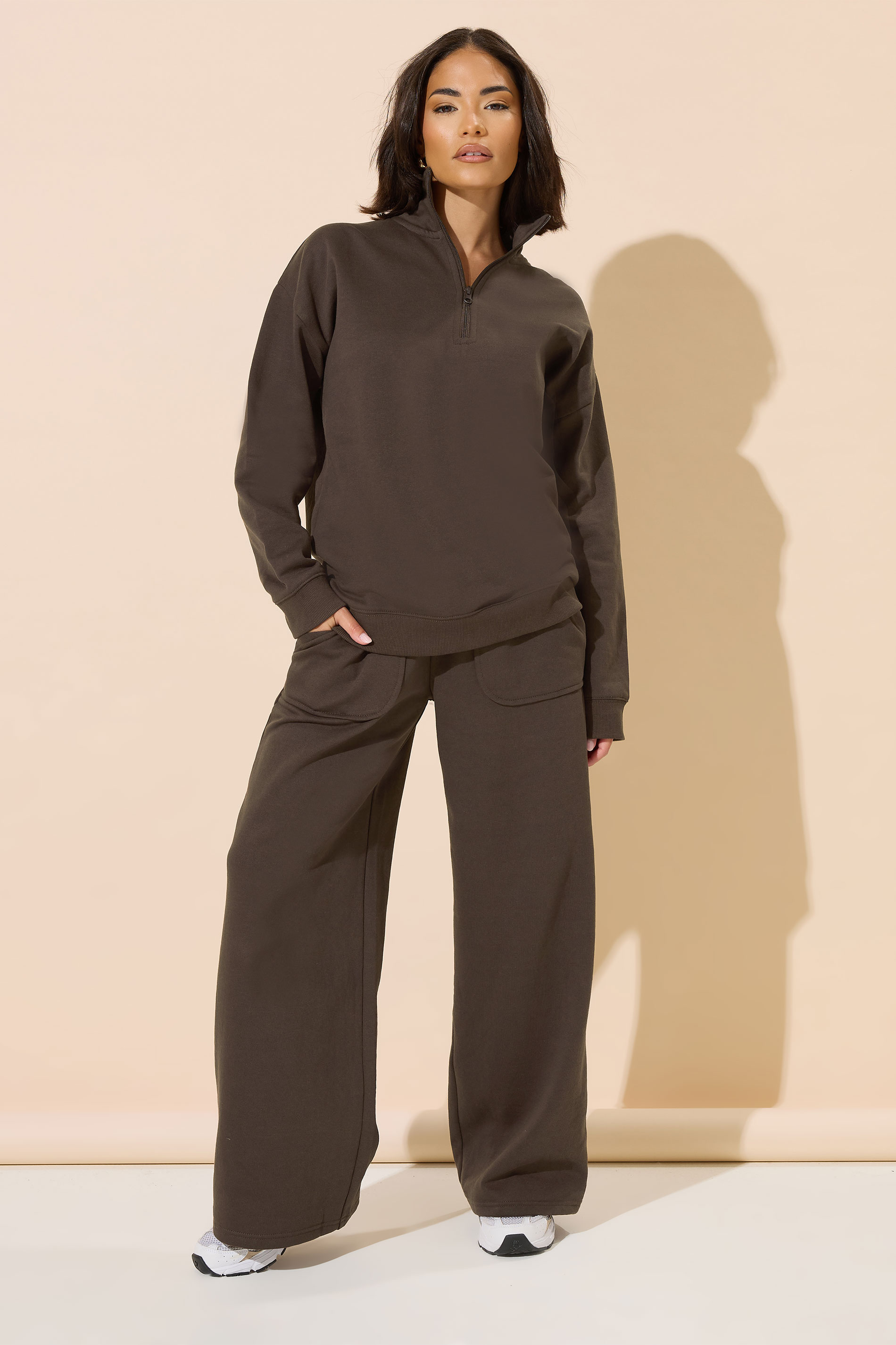 PixieGirl Petite Women's Chocolate Brown Quarter Zip Sweatshirt | PixieGirl 3