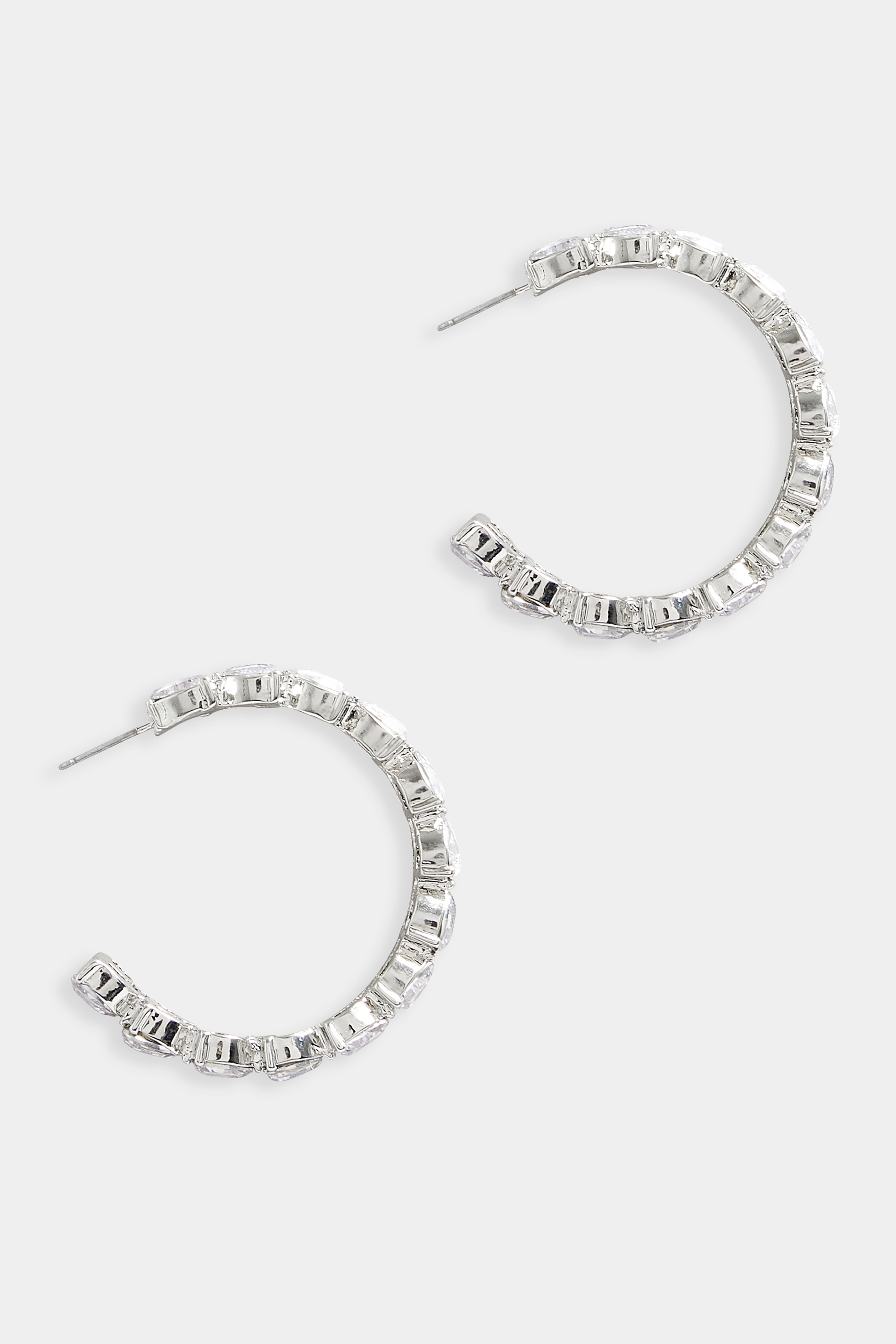Silver Tone Diamante Hoop Earrings | Yours Clothing 2