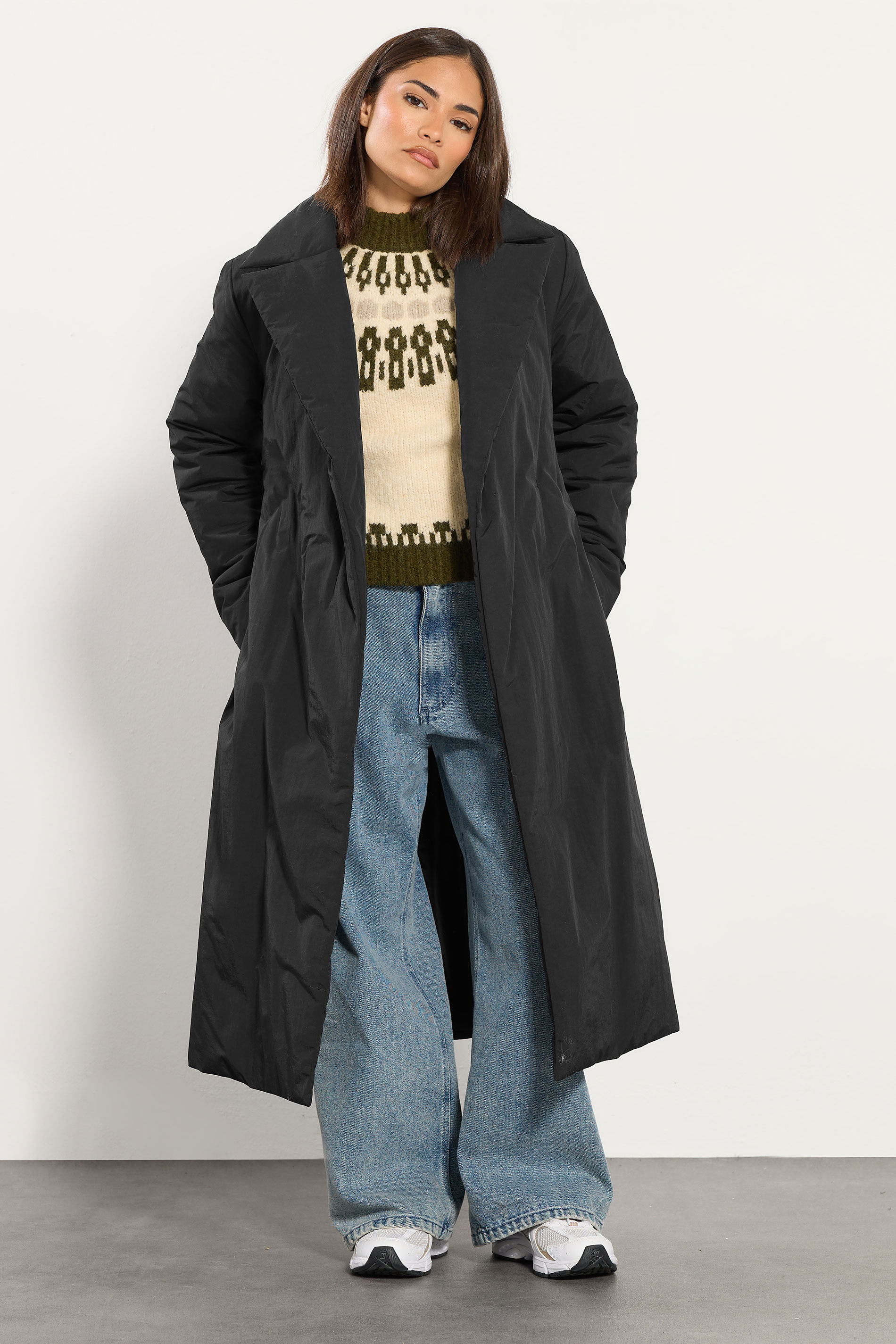 PixieGirl Petite Women's Black Belted Padded Midi Coat | PixieGirl 1