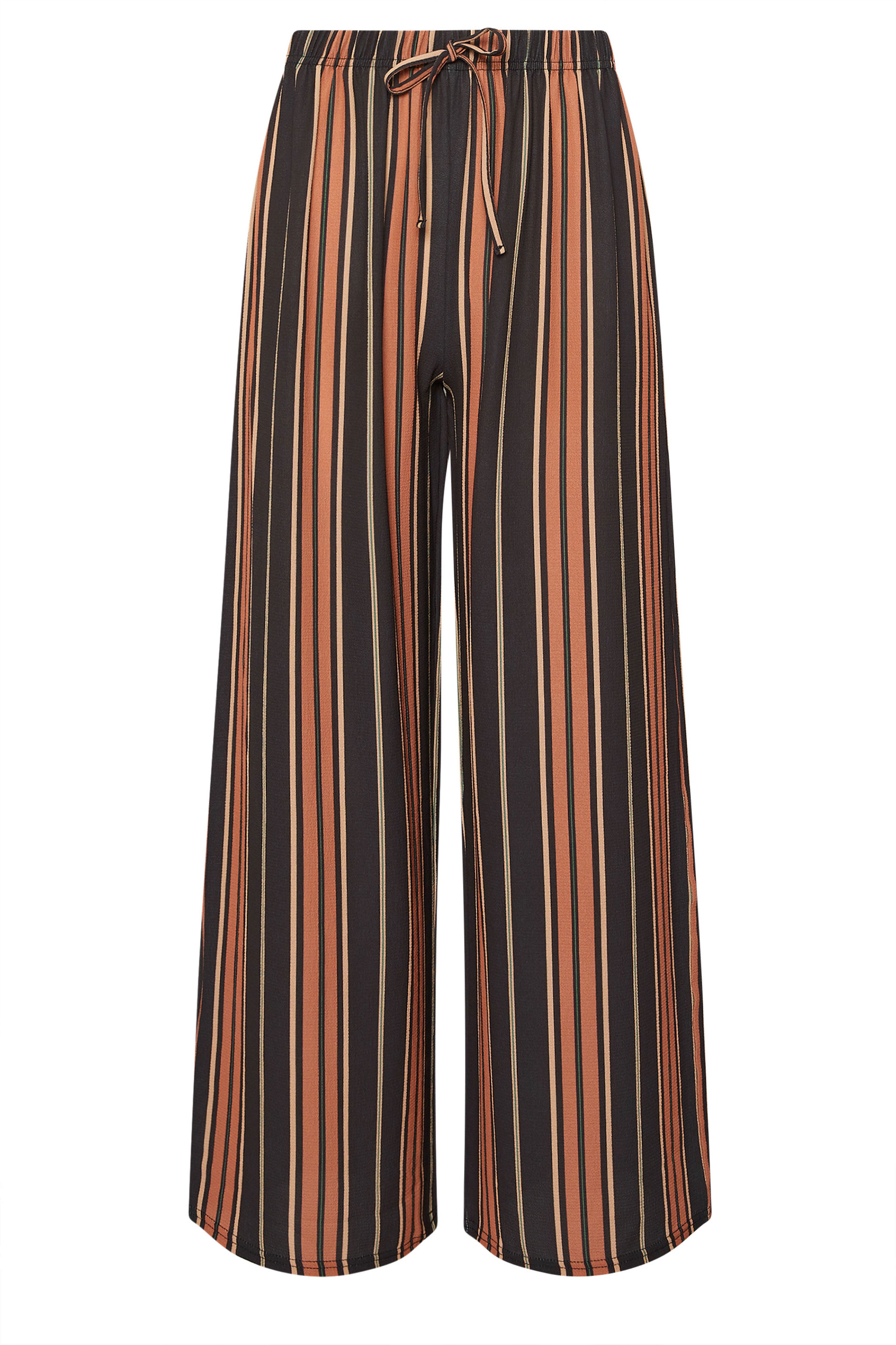 PixieGirl Petite Women's Orange Crepe Striped Wide Leg Trousers | PixieGirl 5