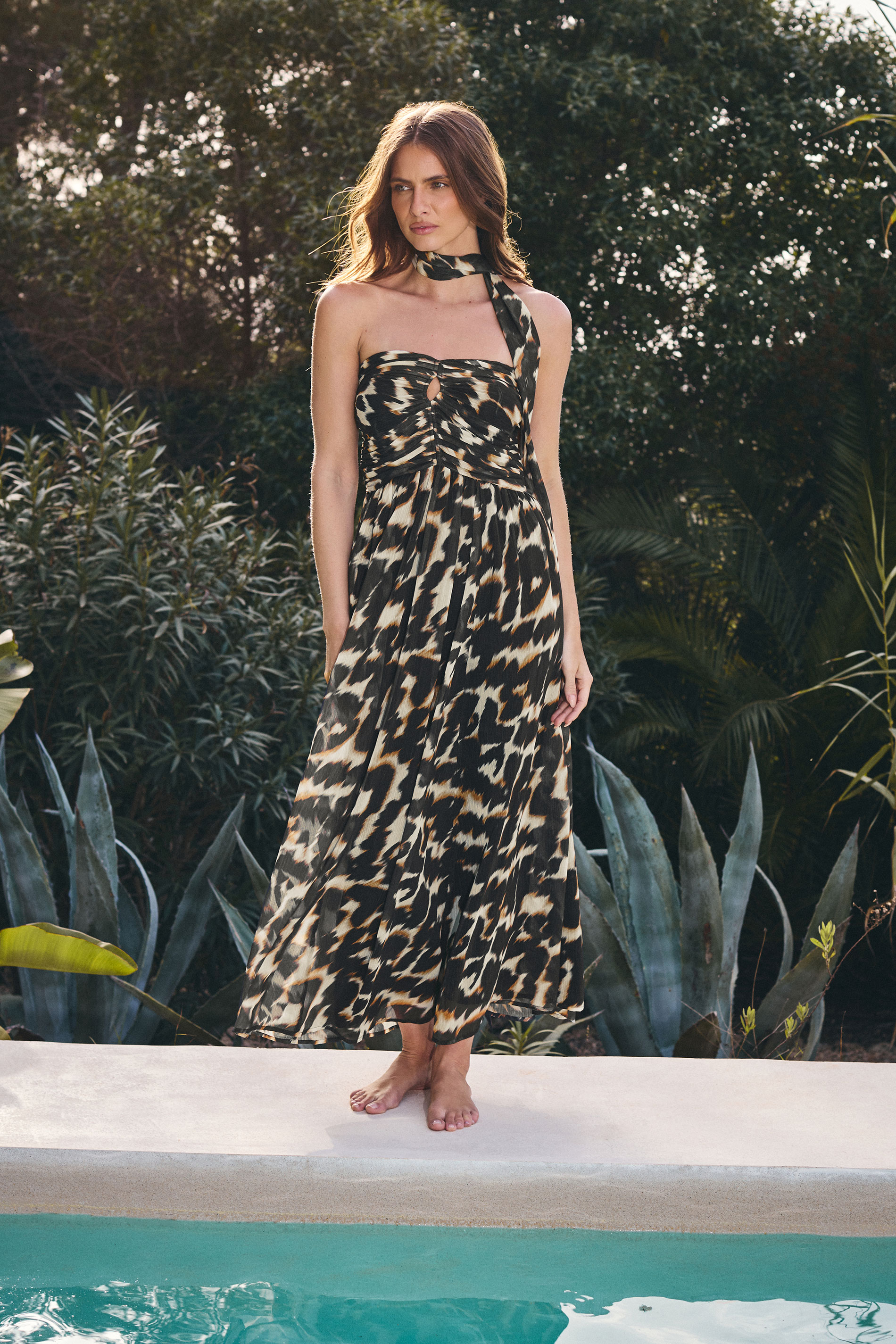 STAR Black Leopard Print Halter Neck Dress | StarByJM 1