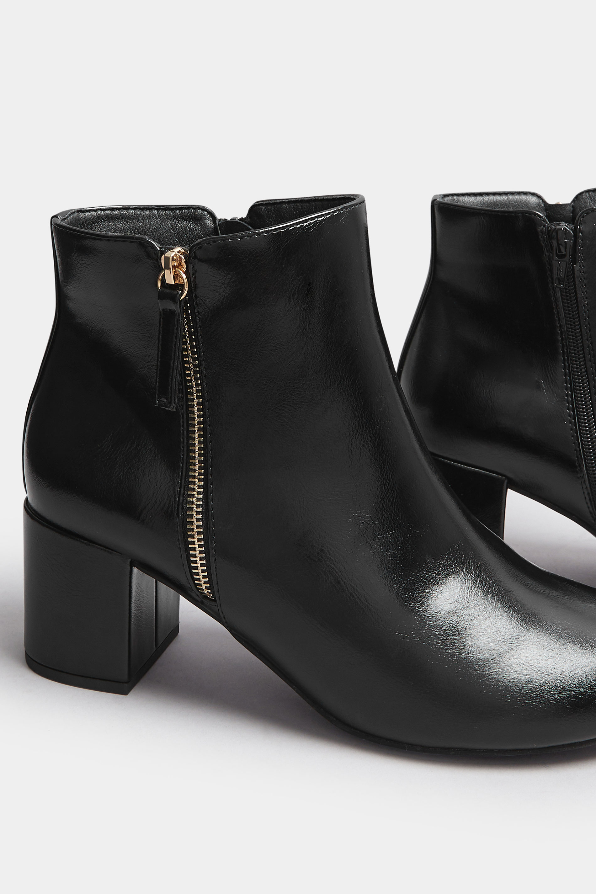 Black Faux Leather Block Heel Ankle Boots In Wide E Fit & Extra Wide EEE Fit | Yours Clothing 6
