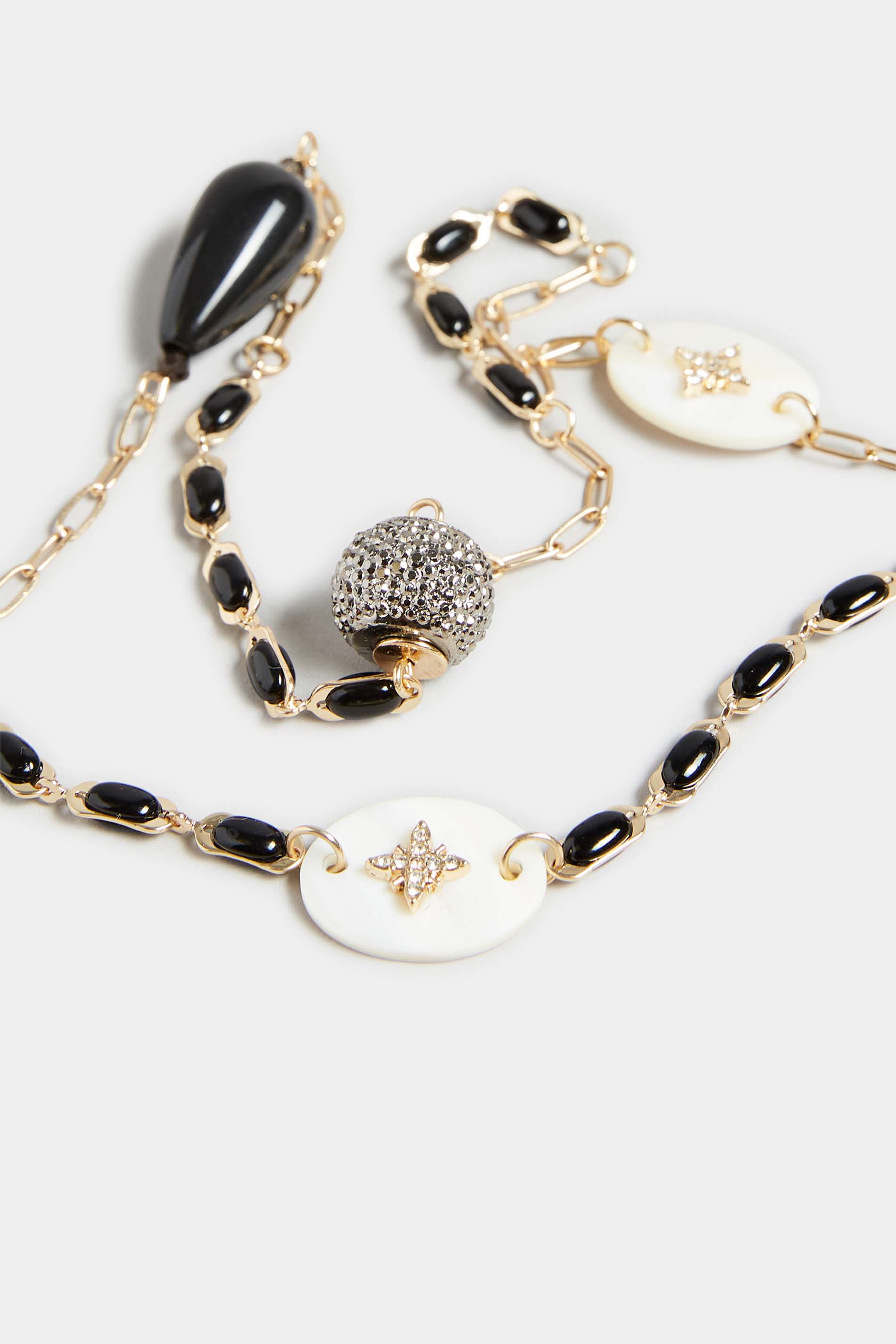 Black Beaded Long Chain Necklace | Yours Clothing 4