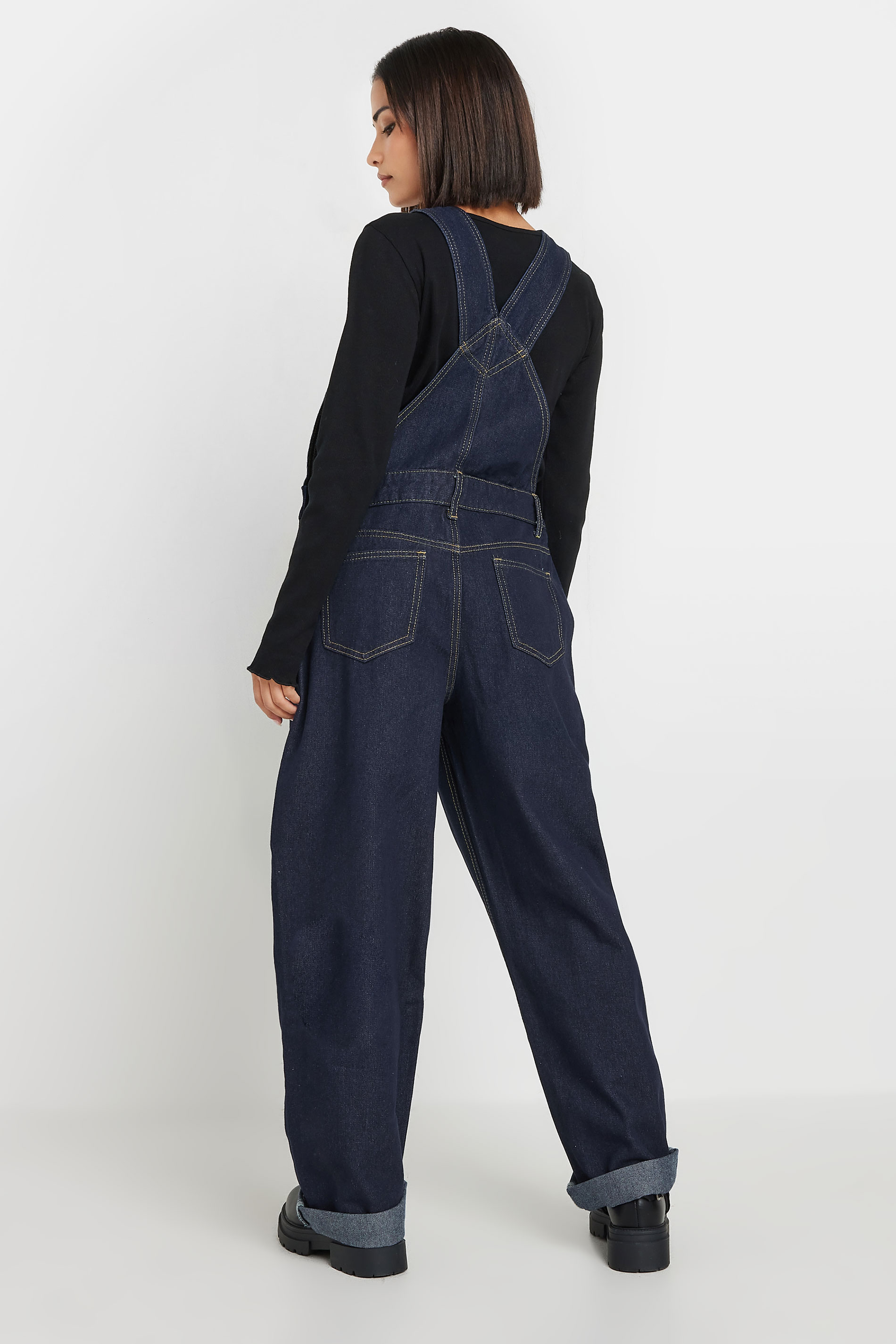 PixieGirl Petite Women's Indigo Blue Straight Leg Dungarees | PixieGirl 3