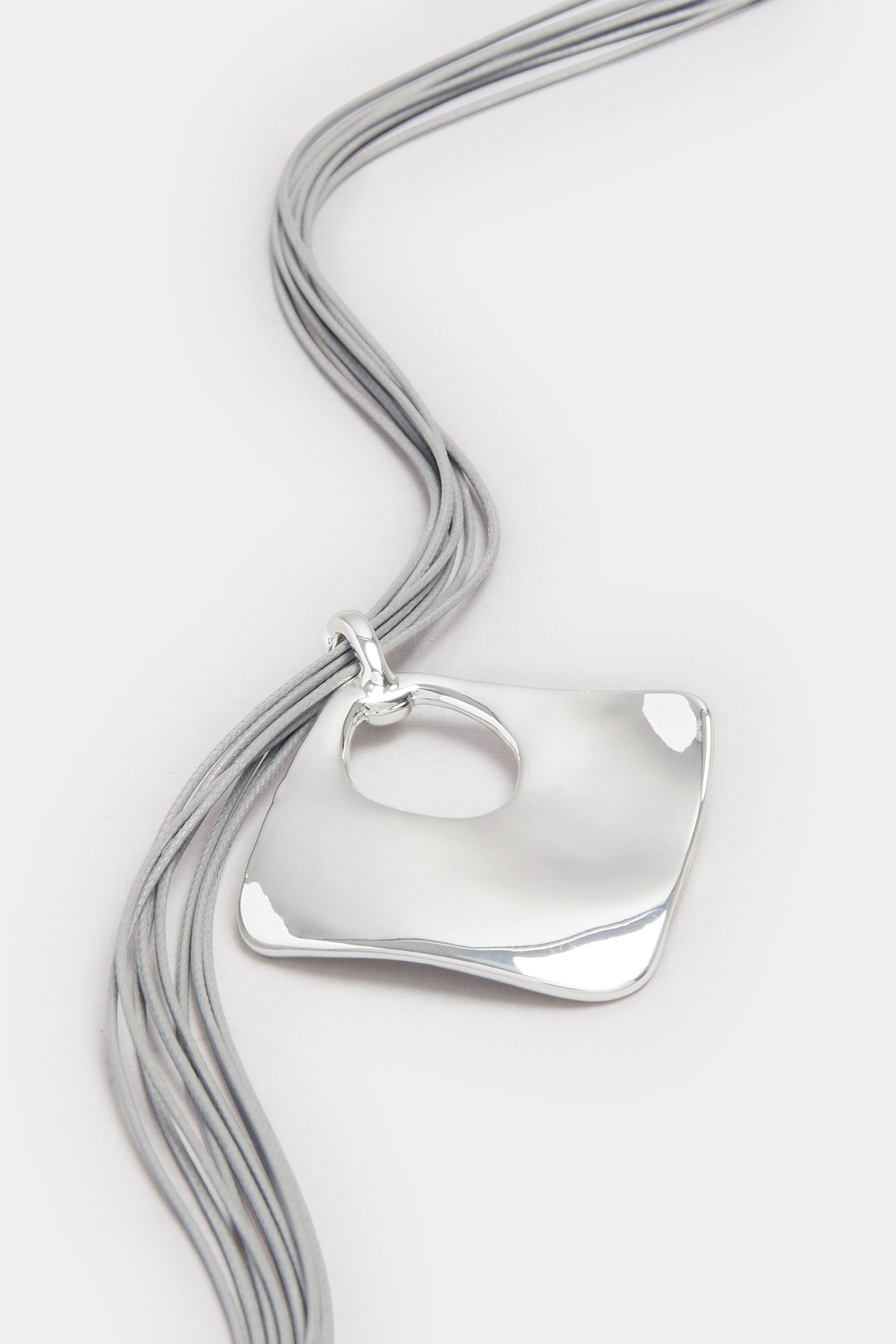 Silver Tone Cord Pendant Necklace | Yours Clothing 3