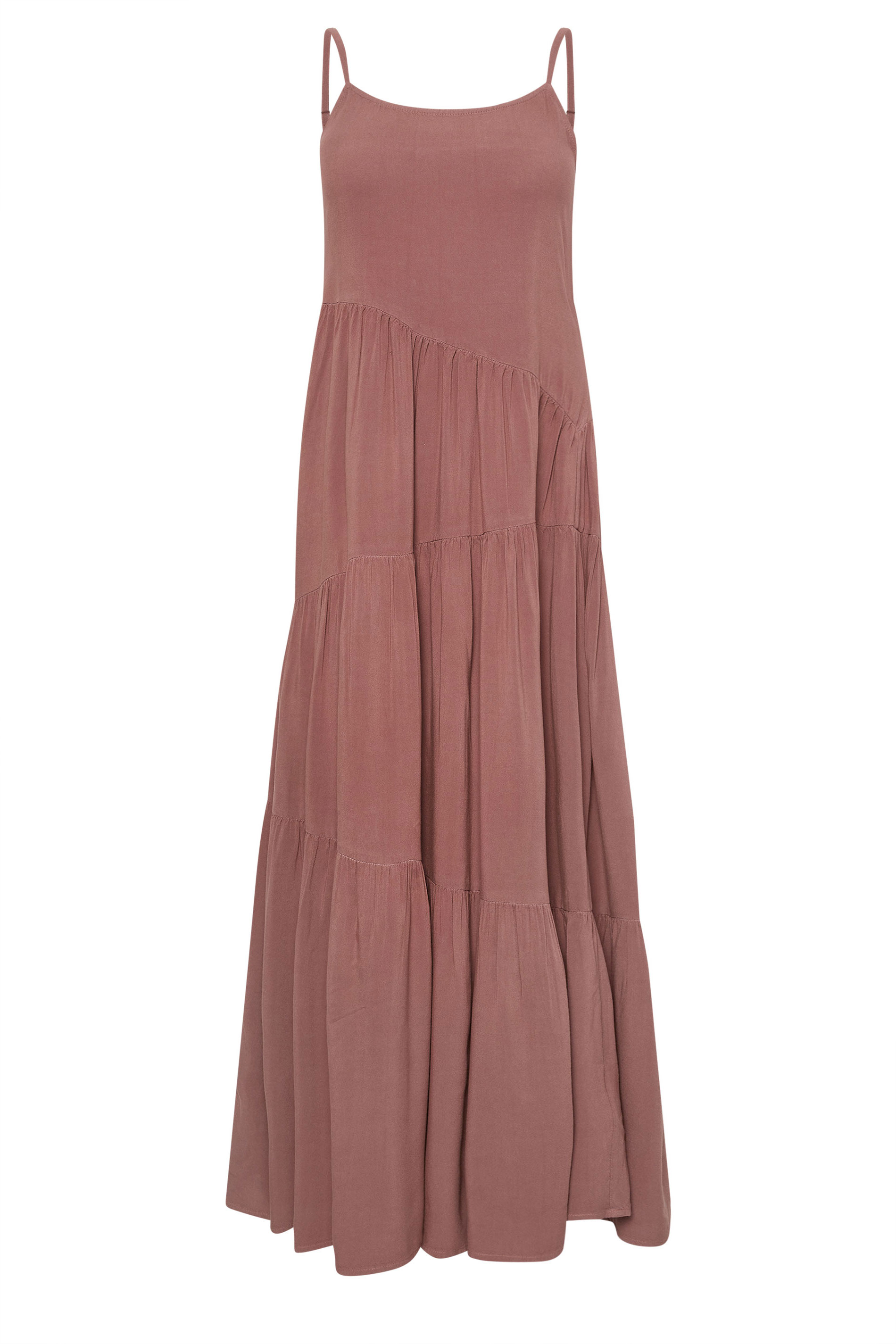 PixieGirl Petite Women's Brown Asymmetric Tiered Maxi Dress | PixieGirl 6