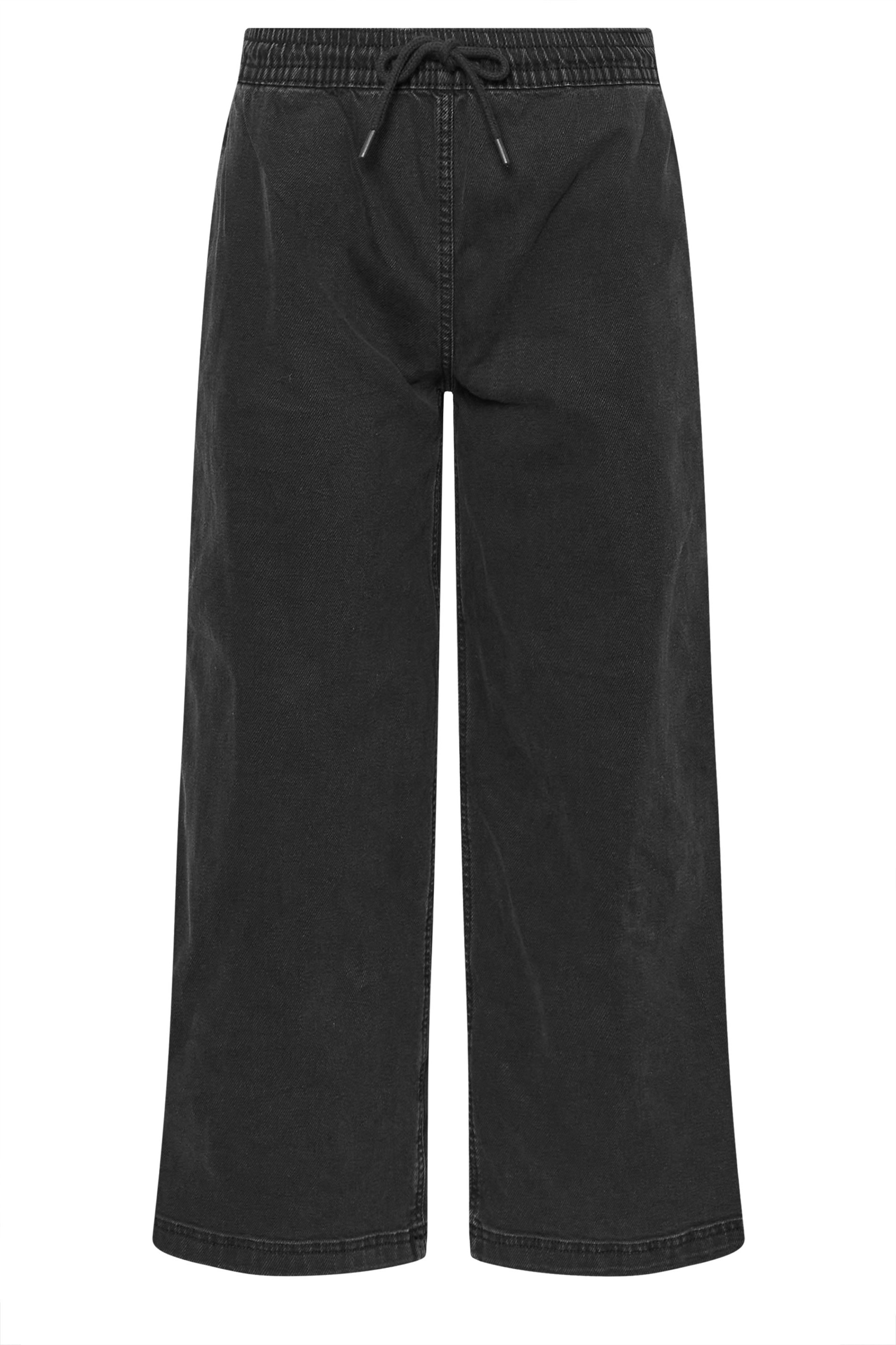 PixieGirl Petite Women's Black Washed Denim Pull-On Wide Leg Jeans | PixieGirl 5