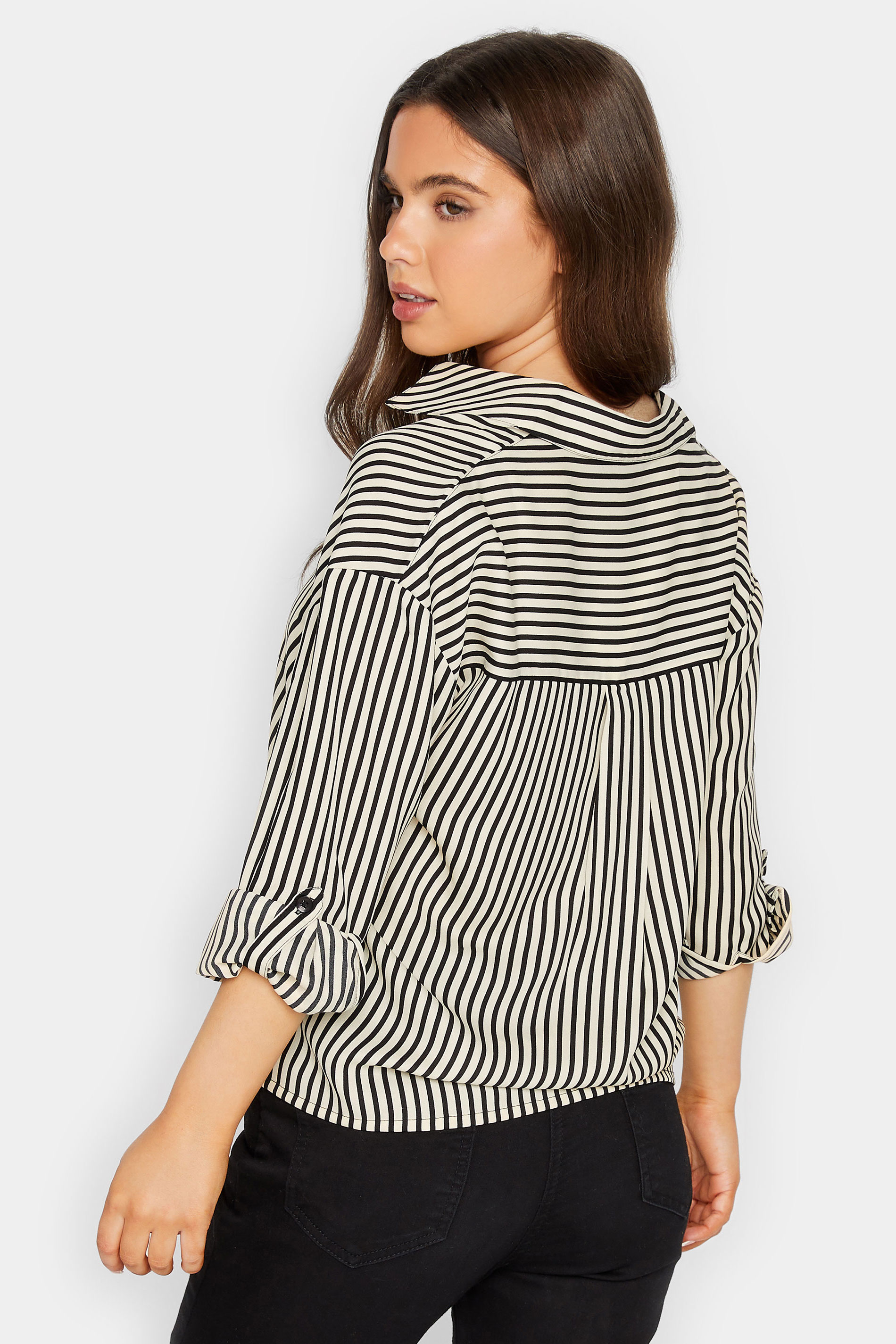 Petite Black & Cream Stripe Shirt | PixieGirl 3