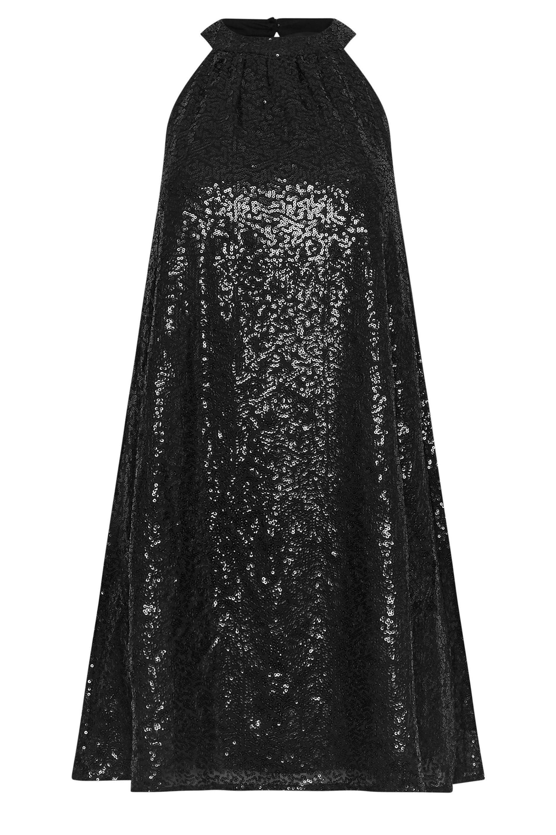 PixieGirl Petite Women's Black Sequin Embellished Halter Neck Dress | PixieGirl 6