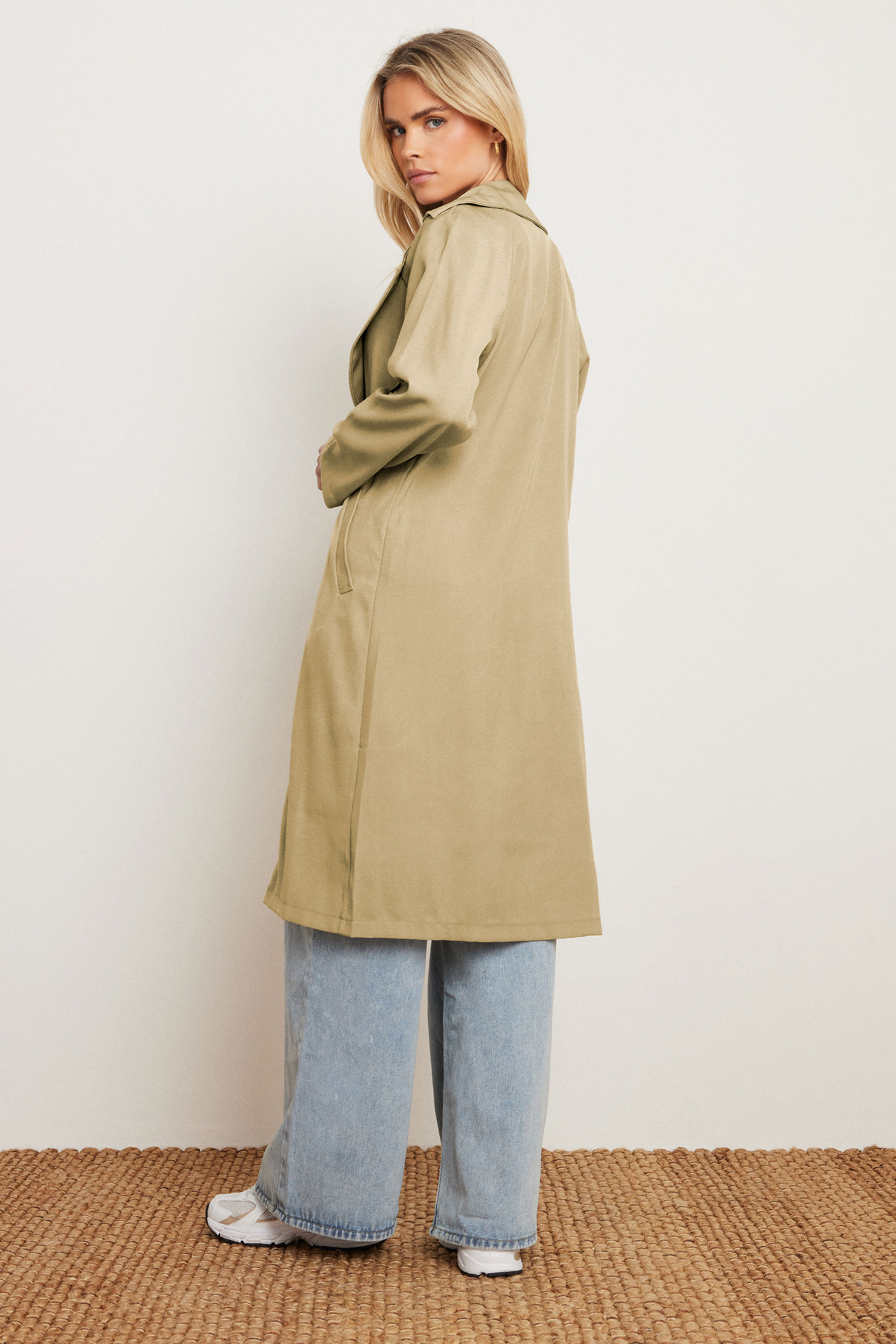 PixieGirl Petite Womens's Stone Brown Woven Lightweight Trench Coat | PixieGirl 4