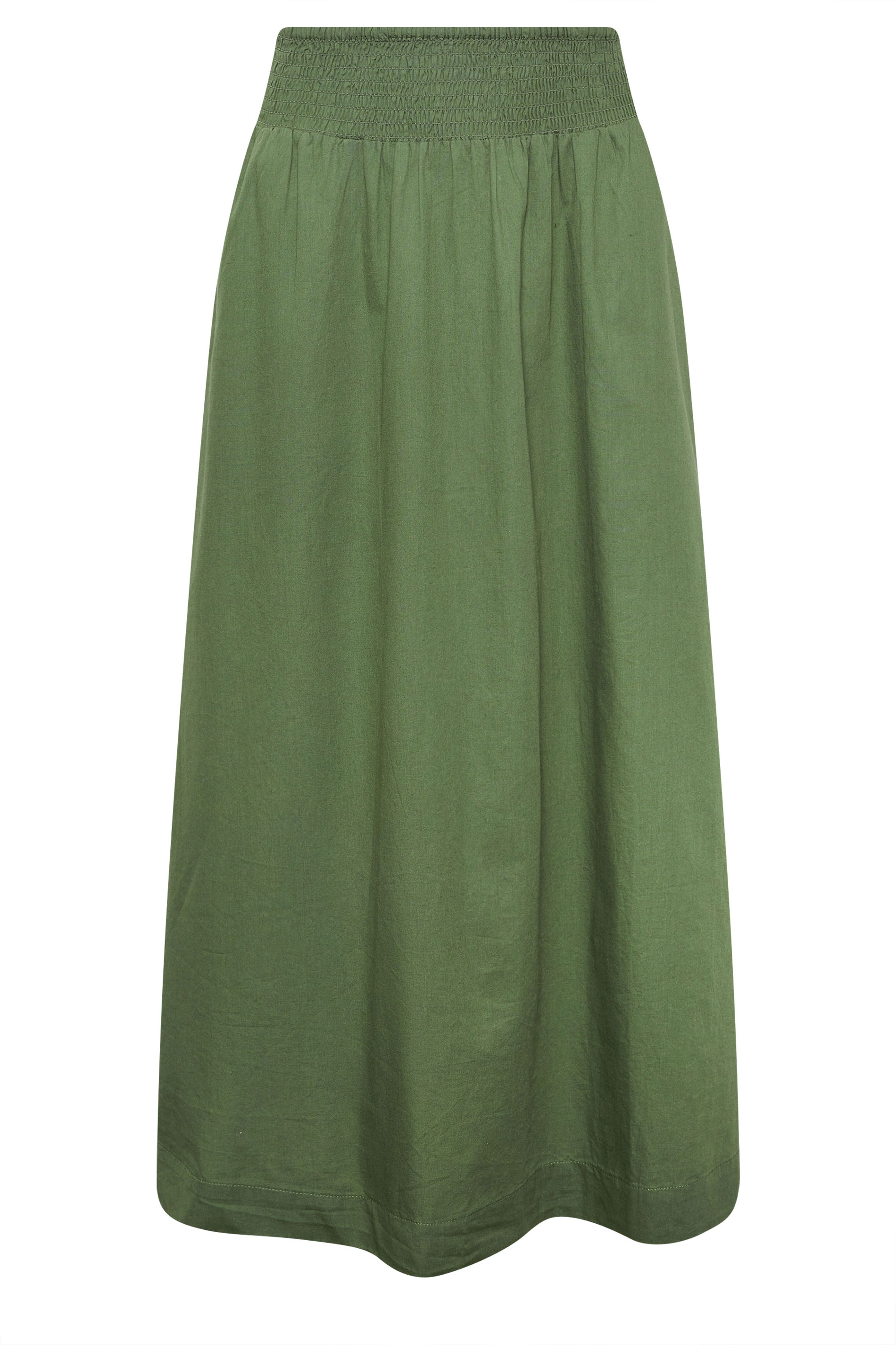 PixieGirl Petite Women's Olive Green Poplin Maxi Skirt | PixieGirl 5
