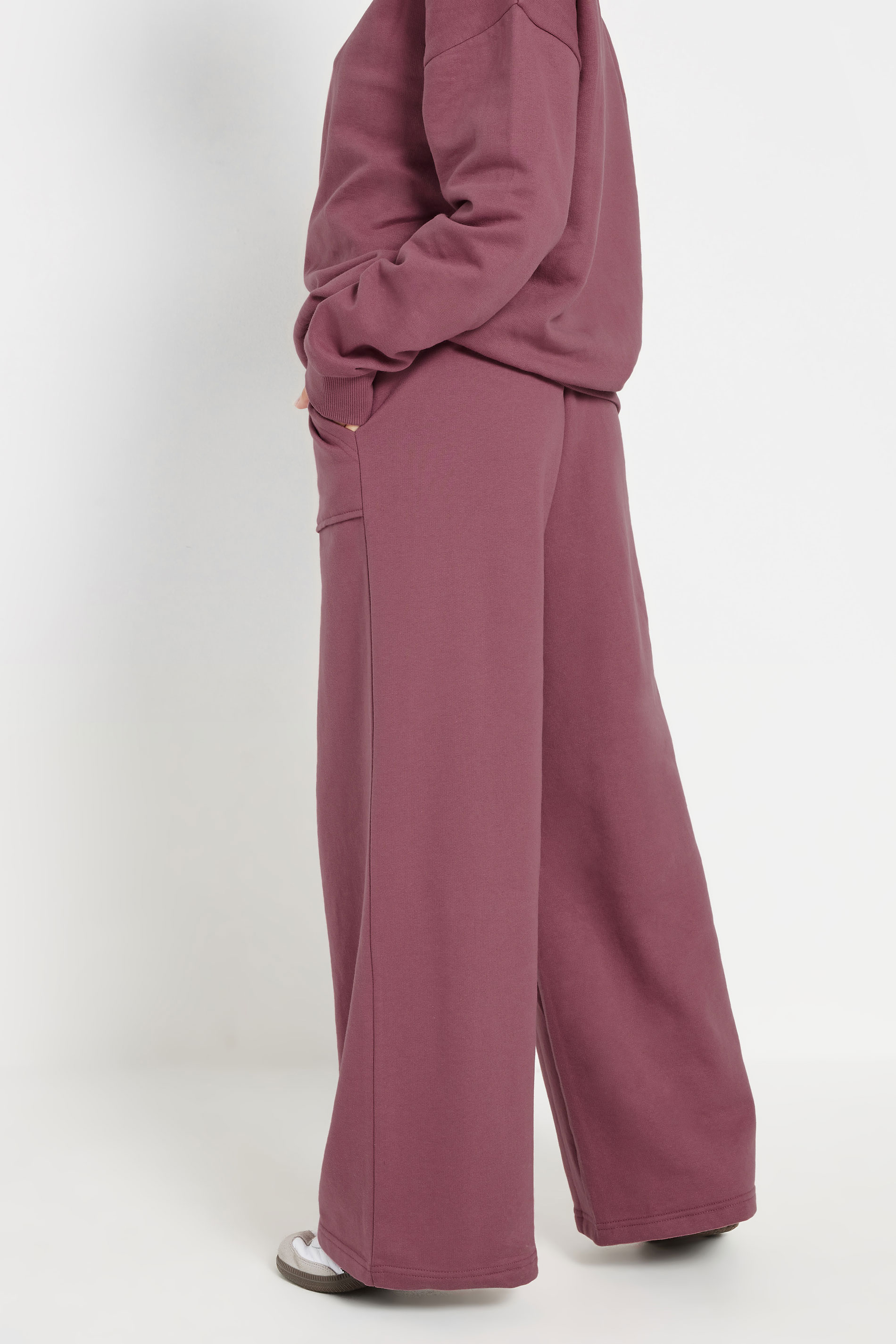 PixieGirl Petite Women's Blush Pink Pocket Patch Wide Leg Joggers | PixieGirl 3