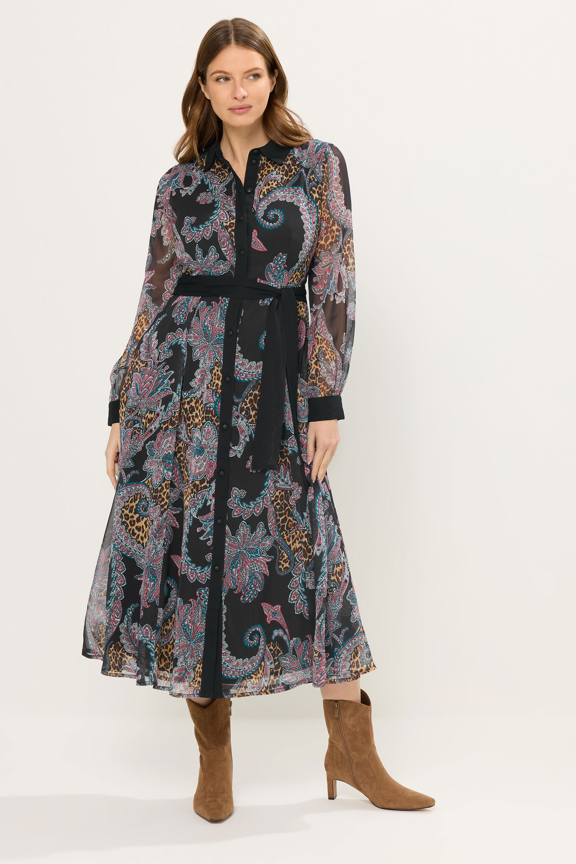 STAR Black Paisley Print Shirt Dress 1