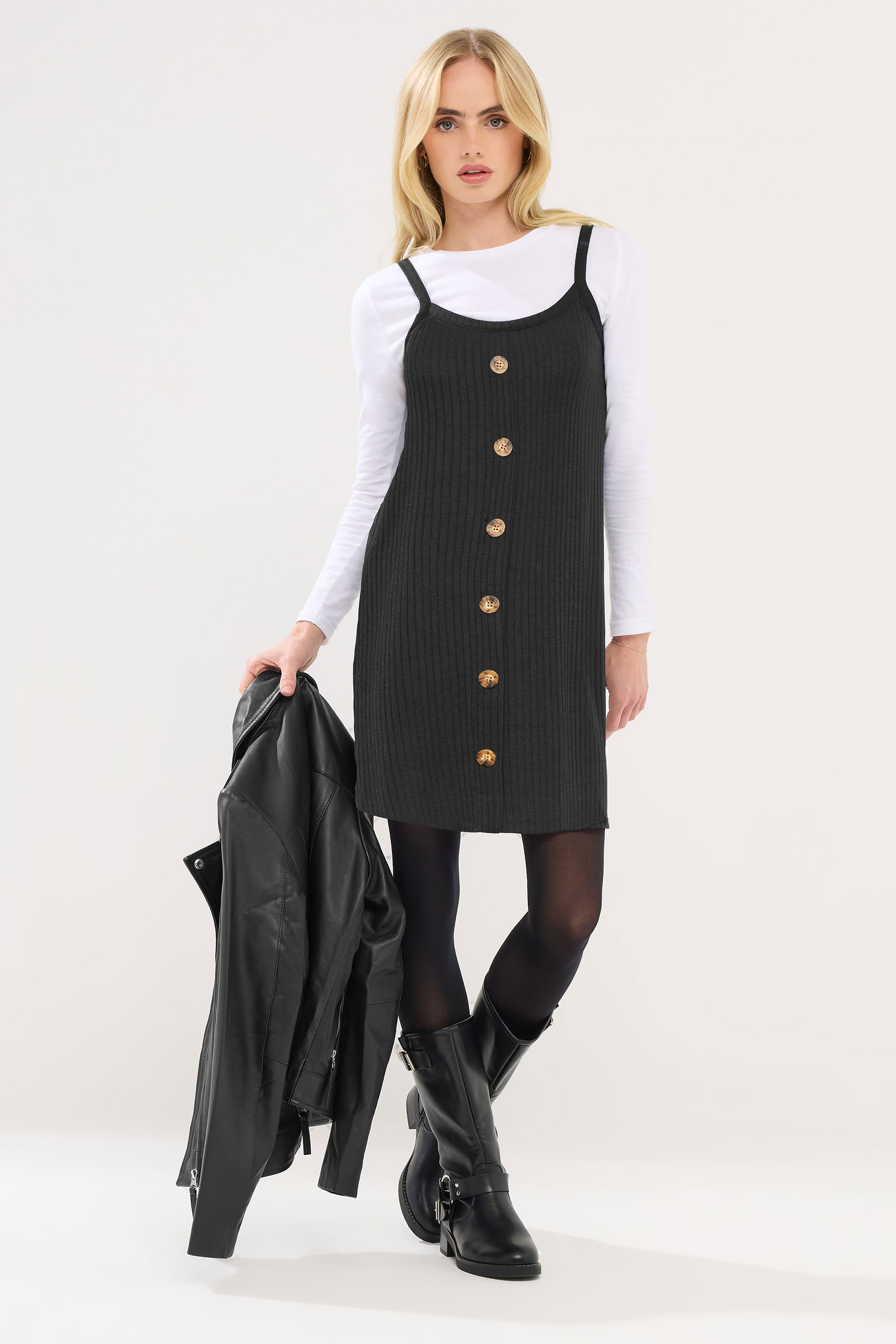 PixieGirl Petite Women's Black Button Front Sleeveless Dress | PixieGirl 1