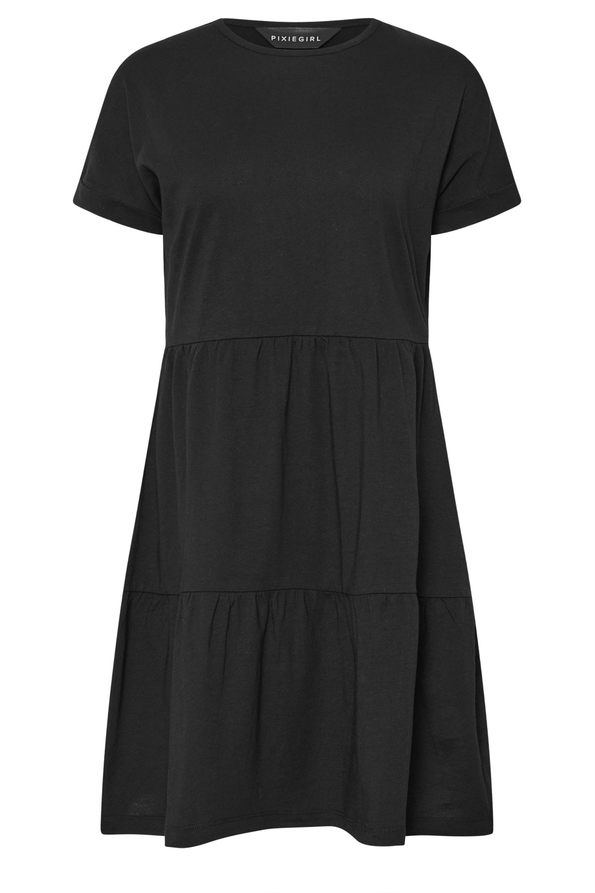 PixieGirl Petite Women's Black Tiered Smock Dress | PixieGirl 5