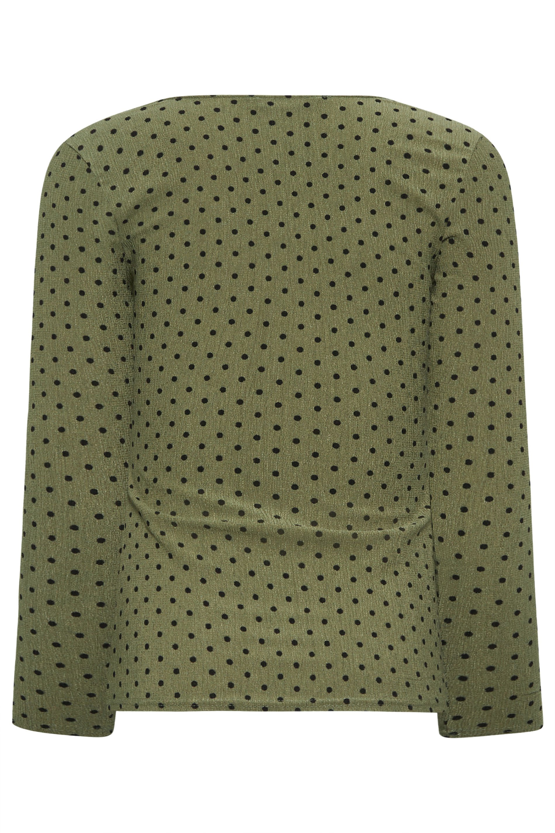 PixieGirl 2 PACK Black & Khaki Green Spot Print Square Neck Tops | PixieGirl 11