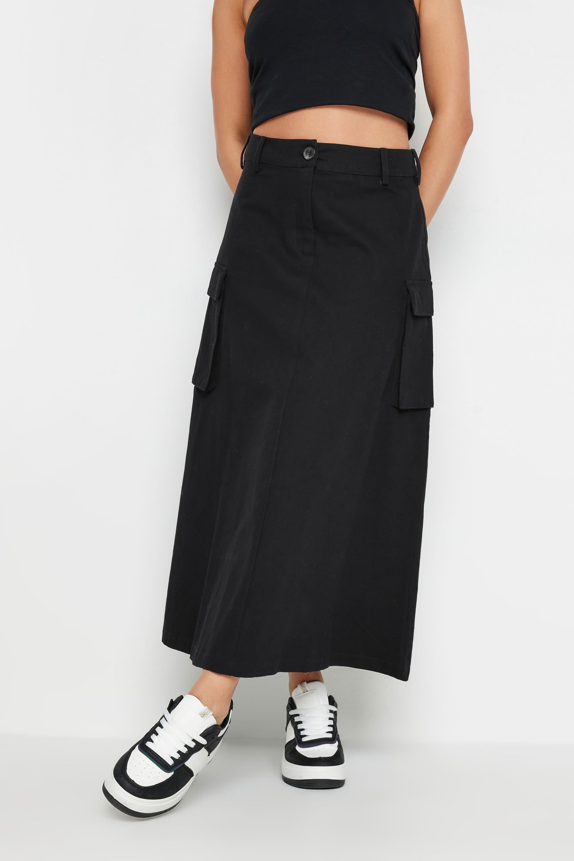 PixieGirl Petite Women's Black Cargo Maxi Skirt | PixieGirl 2
