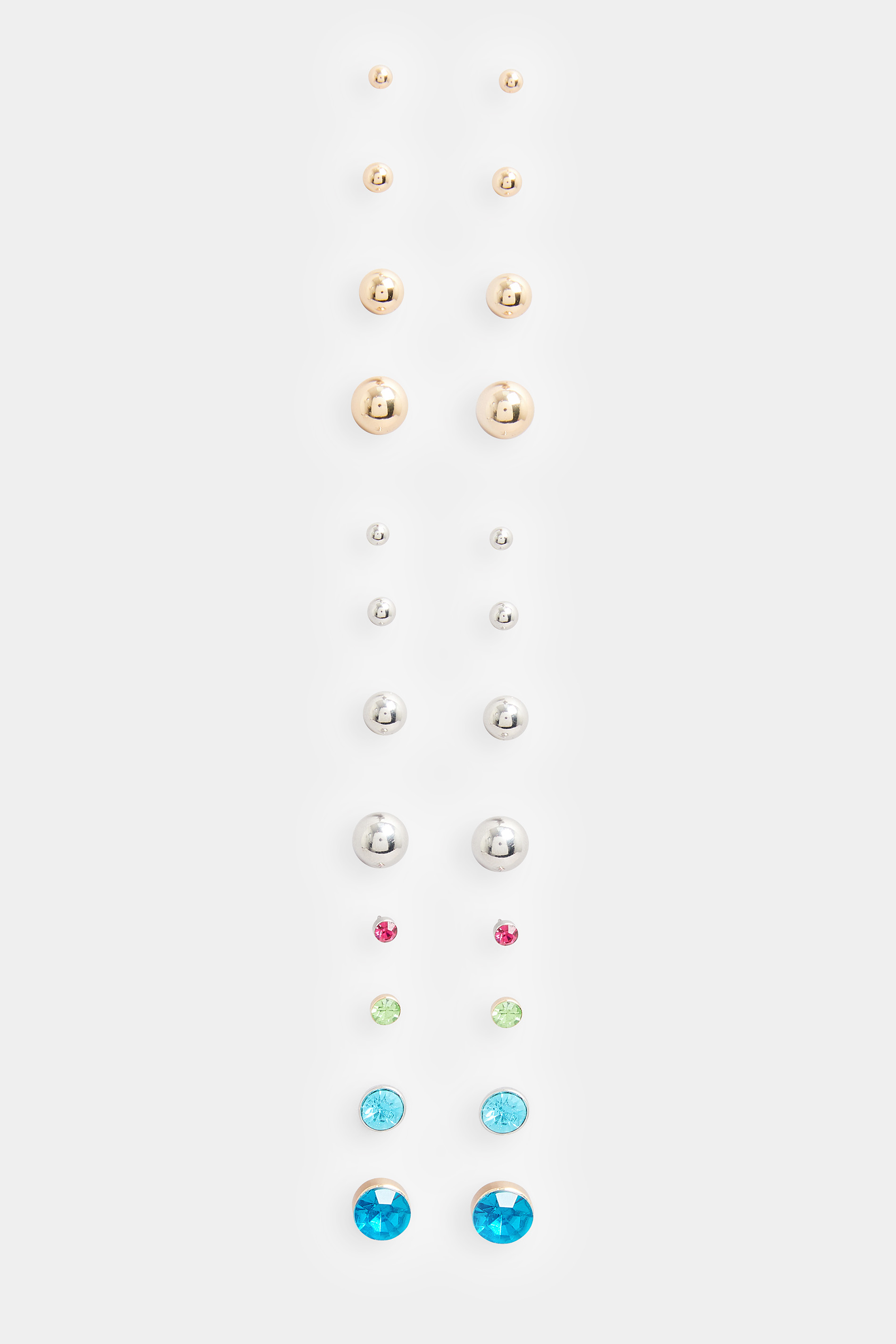 12 PACK Gold Tone Stud Earring Set | Yours Clothing 3