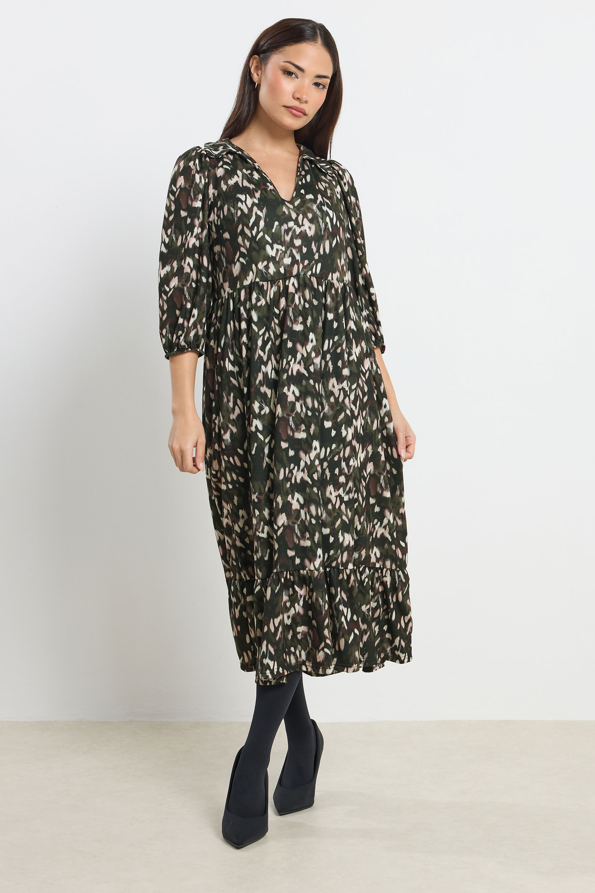 PixieGirl Petite Women's Khaki Green Camo Midaxi Dress | PixieGirl 2