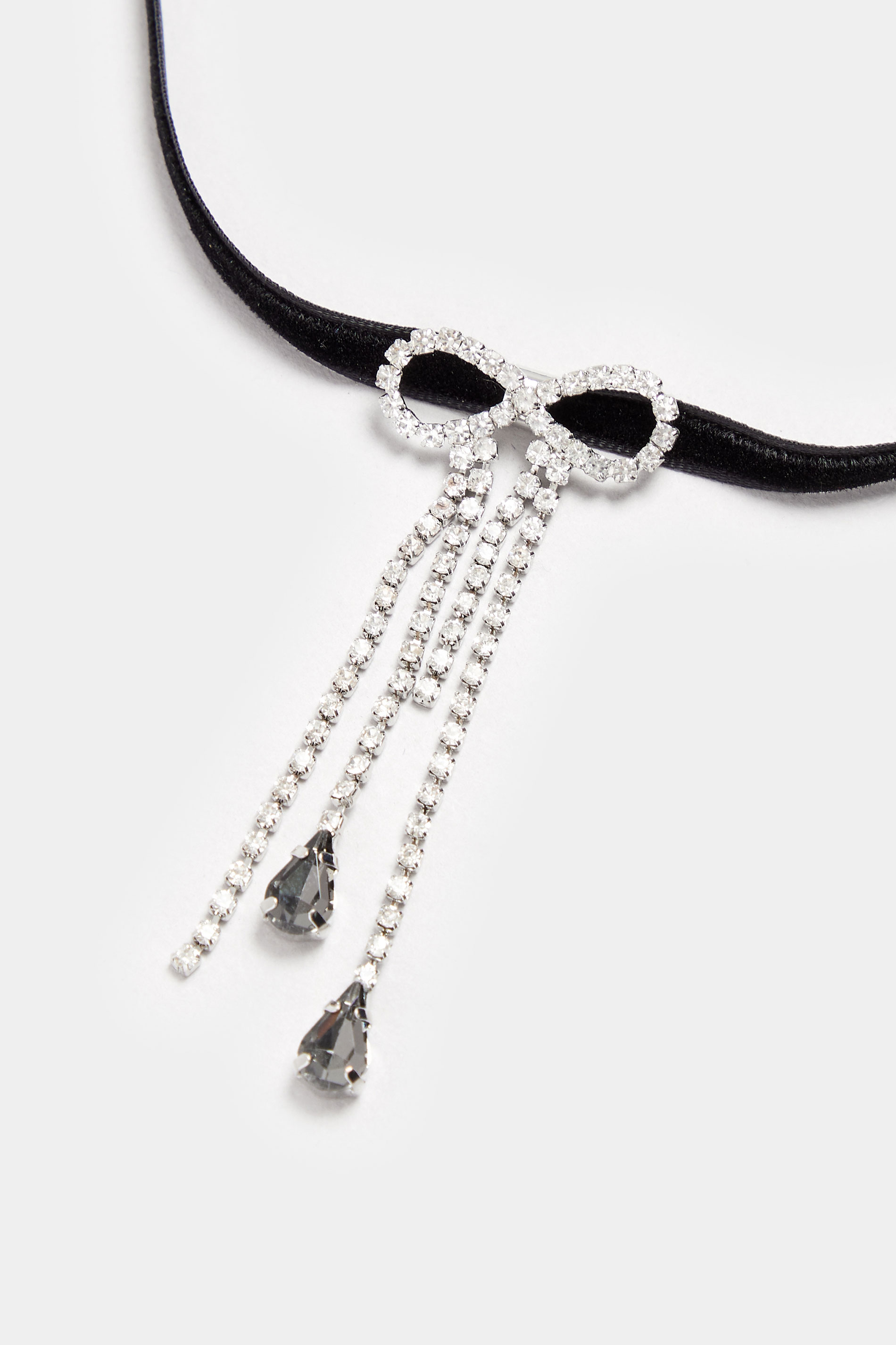 Silver Tone Diamante Bow Pendant Choker | Yours Clothing  3