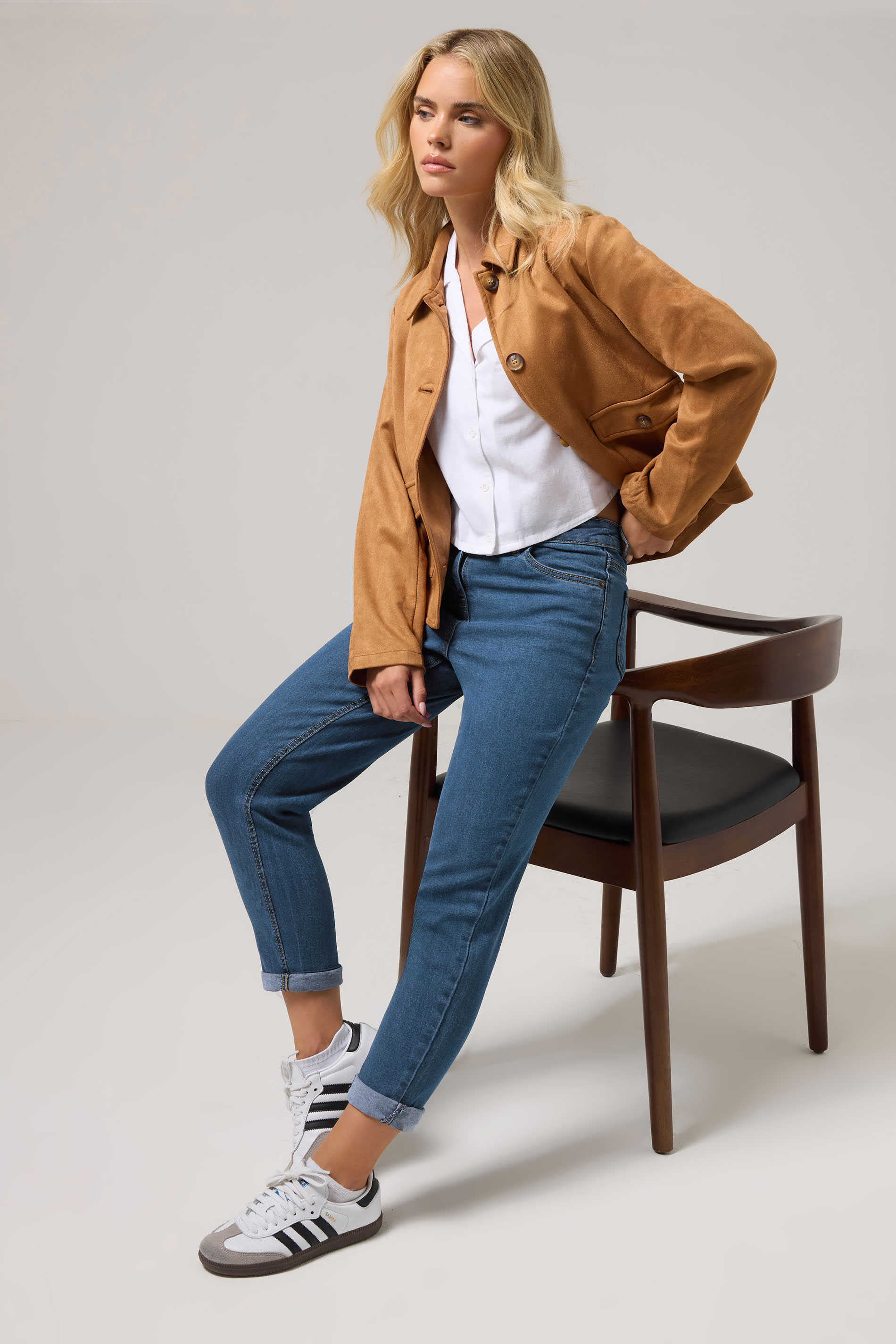 PixieGirl Petite Women's Mid Blue Stretch Mom Jeans | PixieGirl 7