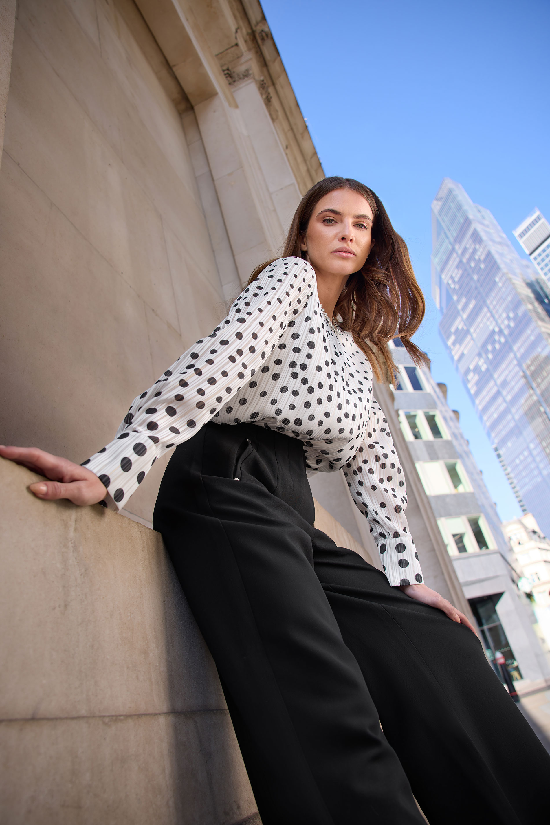 STAR White Sheer Spot Embellished Trim Blouse | StarByJM 1