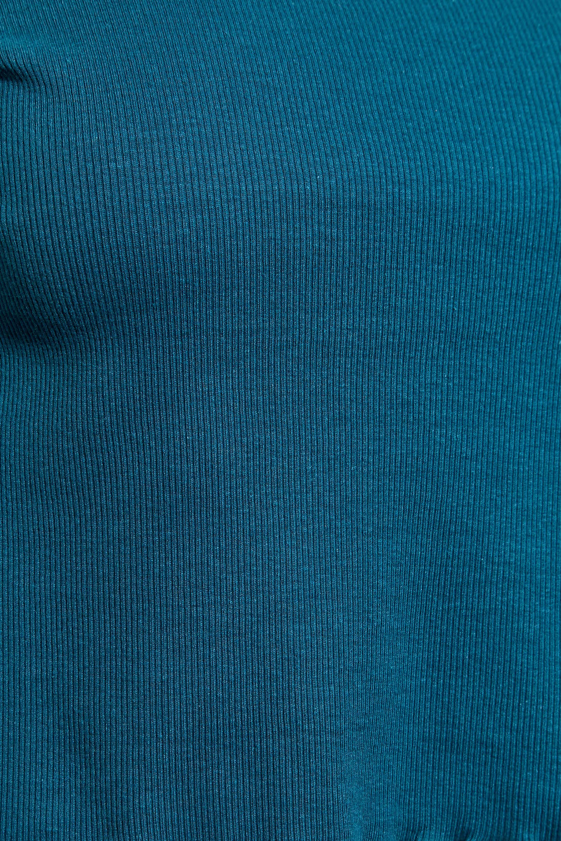 Petite Teal Blue Lettuce Hem Long Sleeve Top | PixieGirl 4