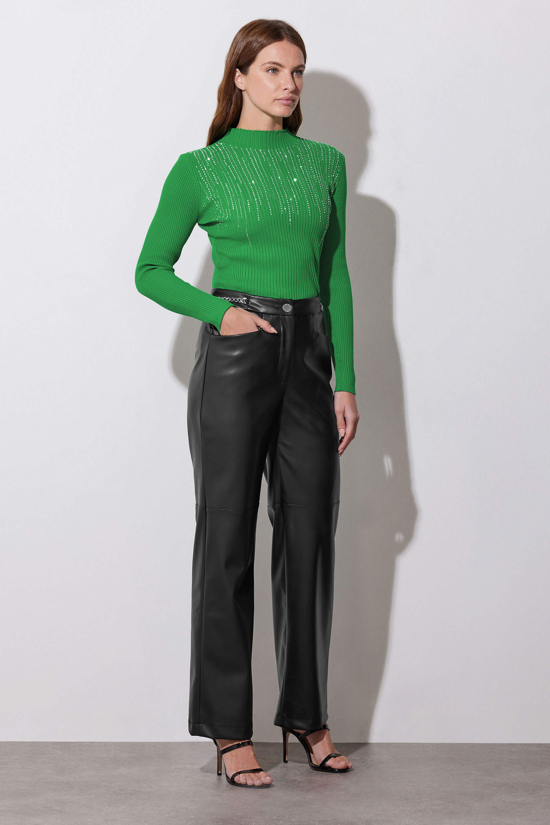 STAR Green Embellished Neckline Jumper | StarByJM 3
