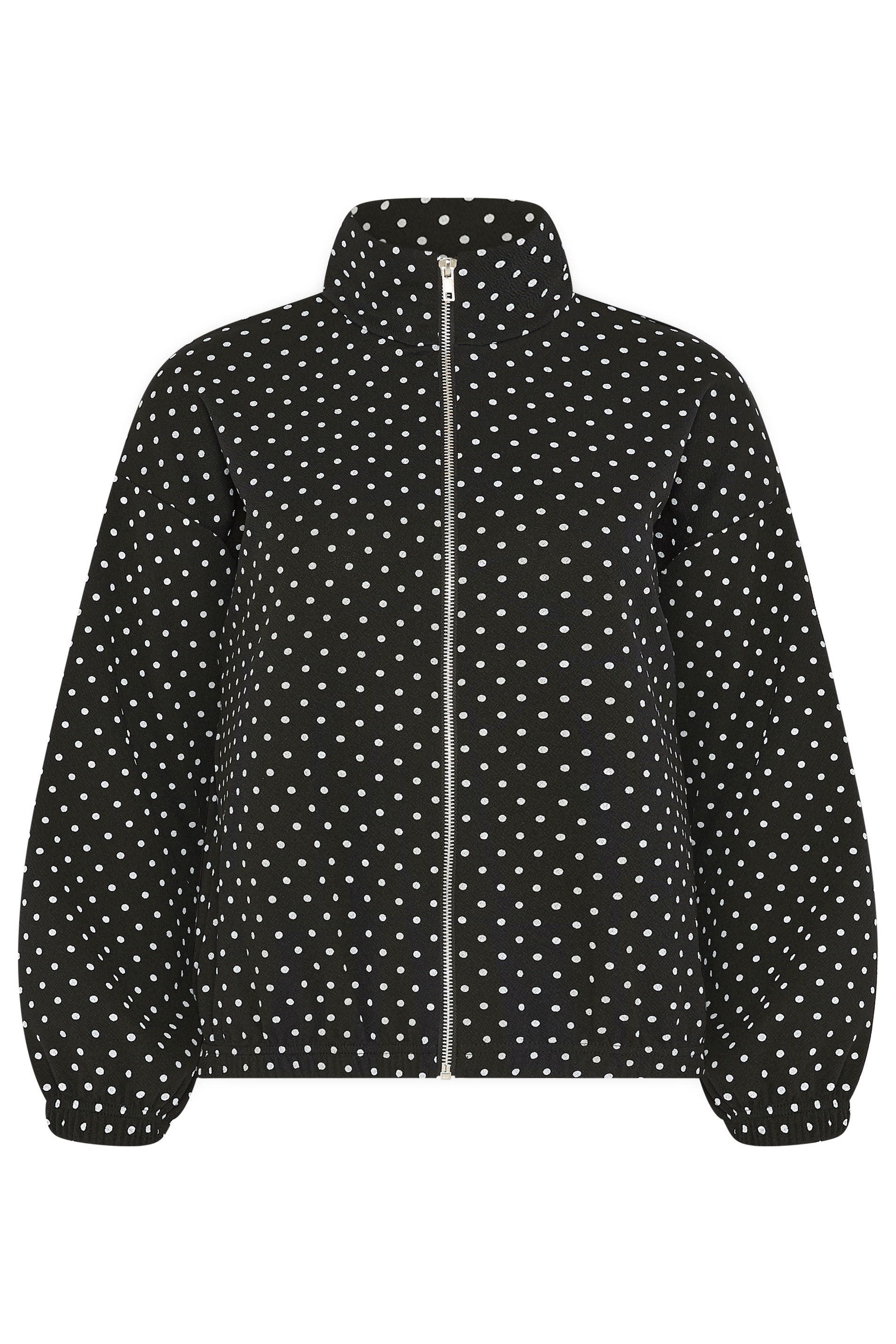 PixieGirl Petite Women's Black Polka Dot Funnel Neck Jacket | PixieGirl 5