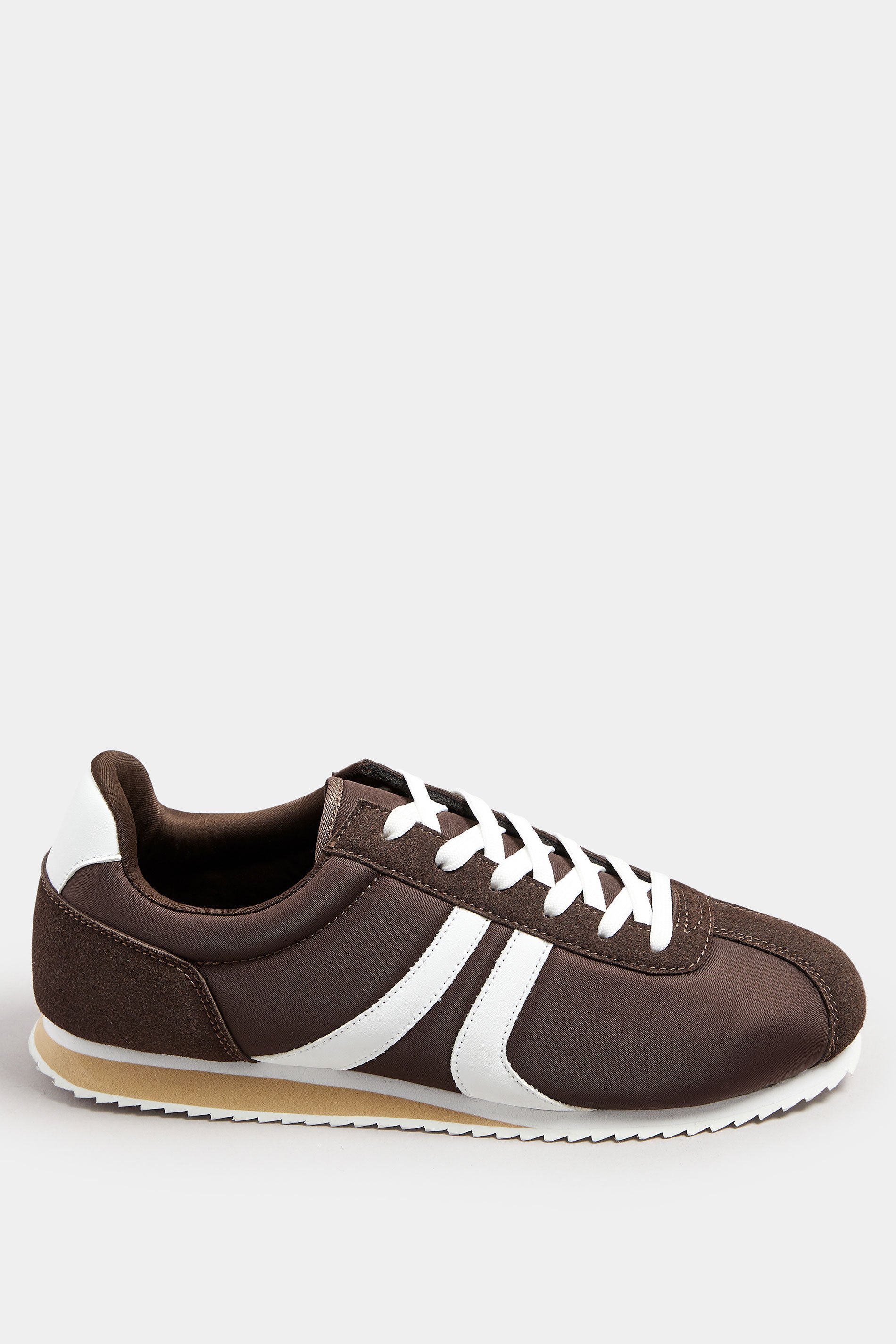 Brown Side Stripe Trainers in Extra Wide EEE Fit | Yours Clothing 3