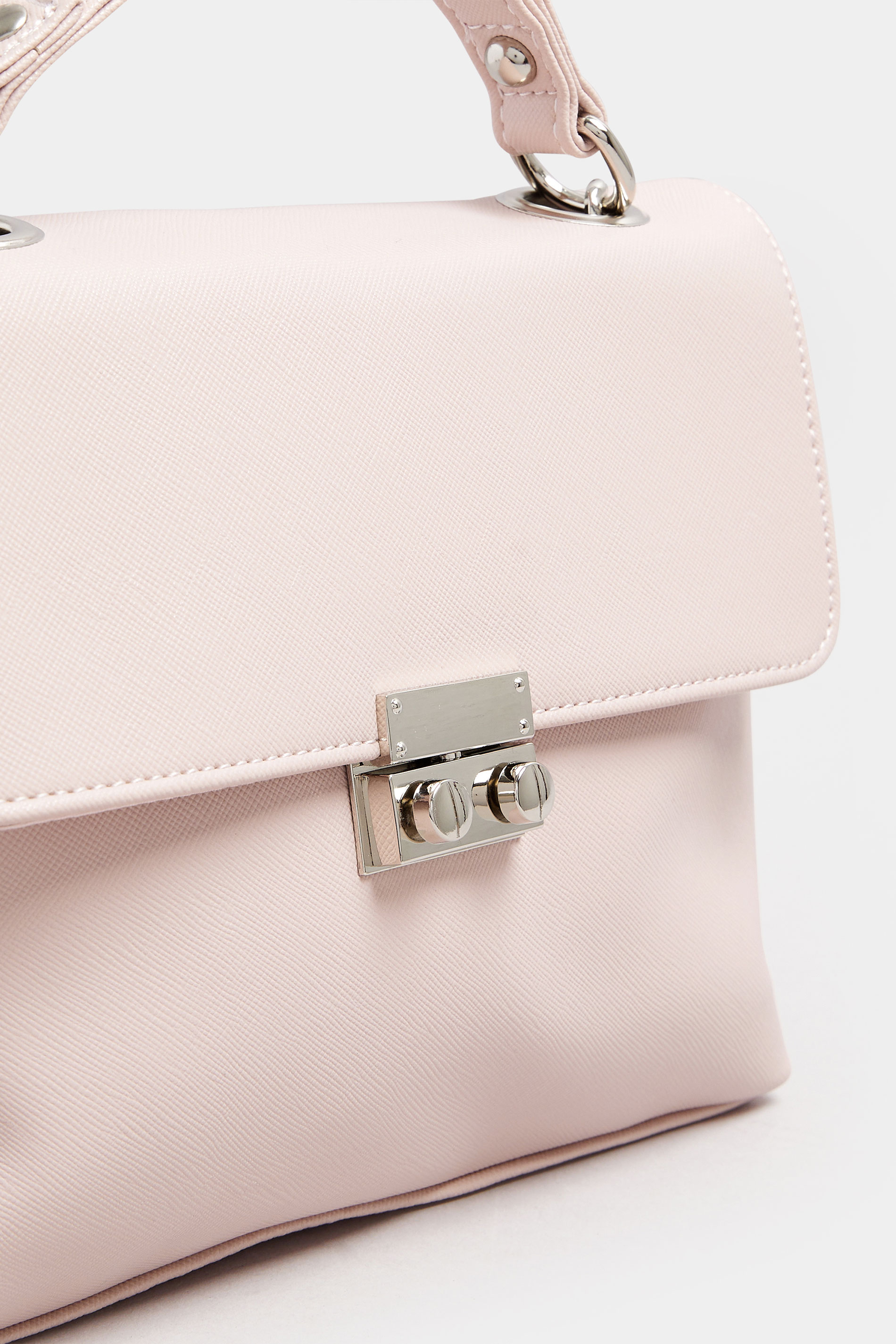 Pink Faux Leather Chain Detail Shoulder Bag | Yours Clothing 5
