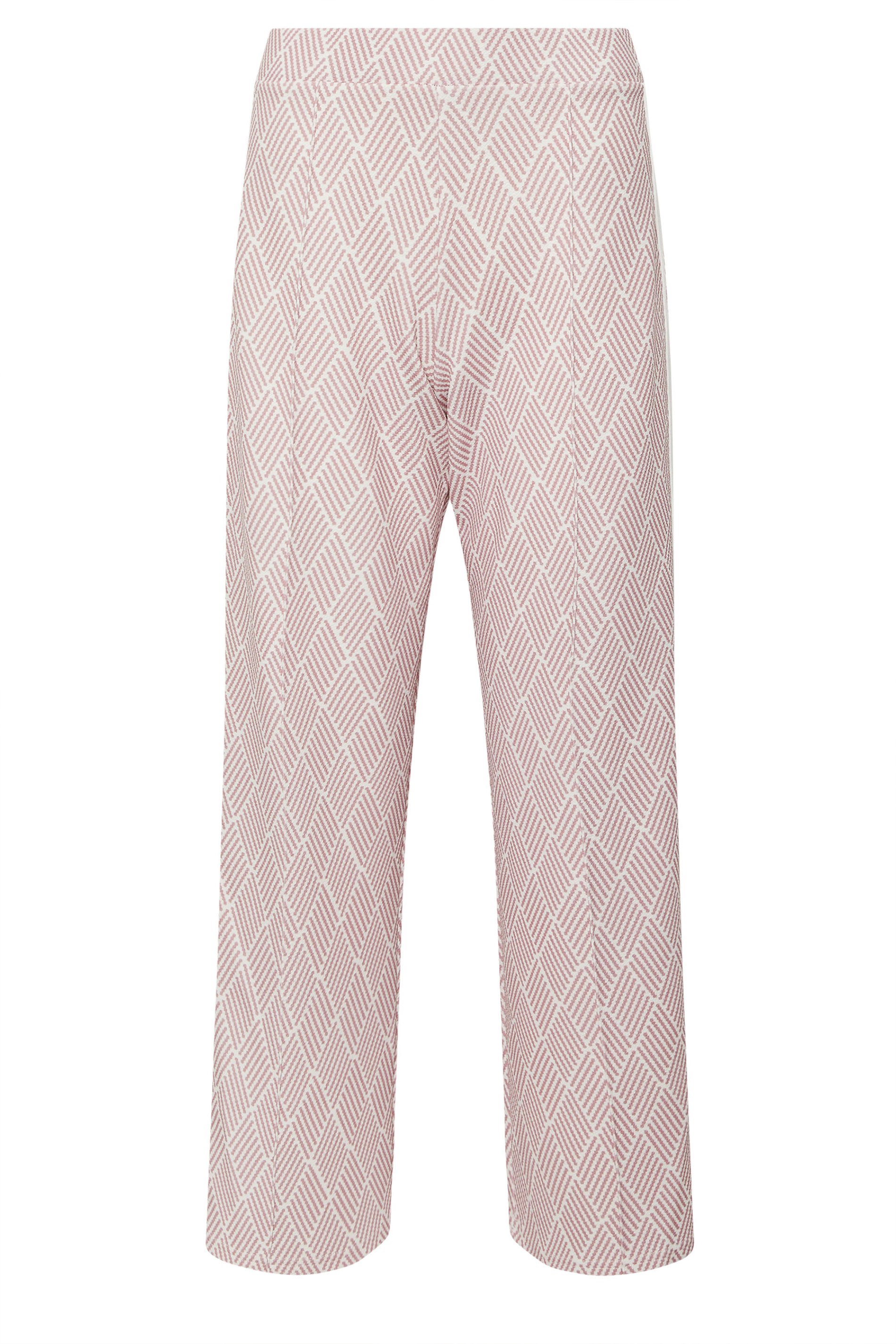 PixieGirl Petite Women's Pink Jacquard Side Stripe Wide Leg Trousers | PixieGirl 6