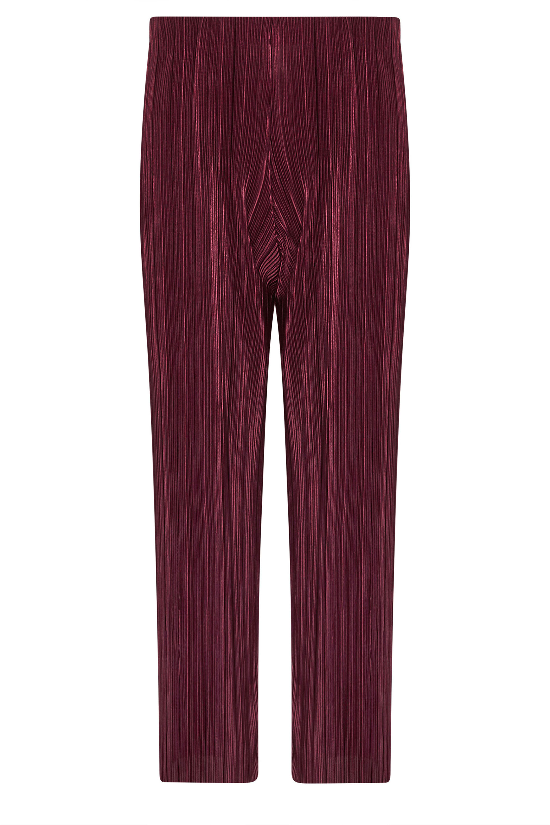 PixieGirl Petite Women's Burgundy Red Plisse Wide Leg Trousers | PixieGirl 5