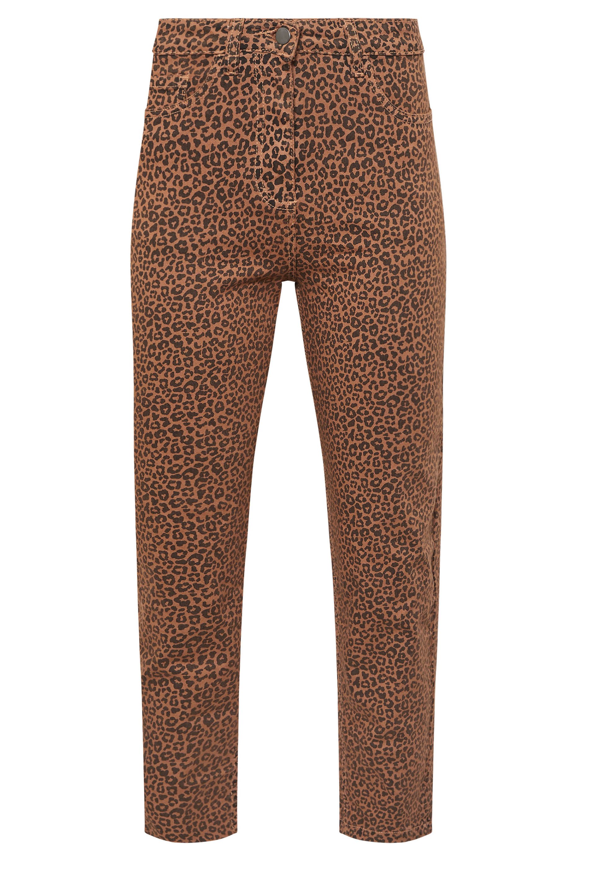 PixieGirl Petite Women's Brown Leopard Print Mom Jeans | PixieGirl 4