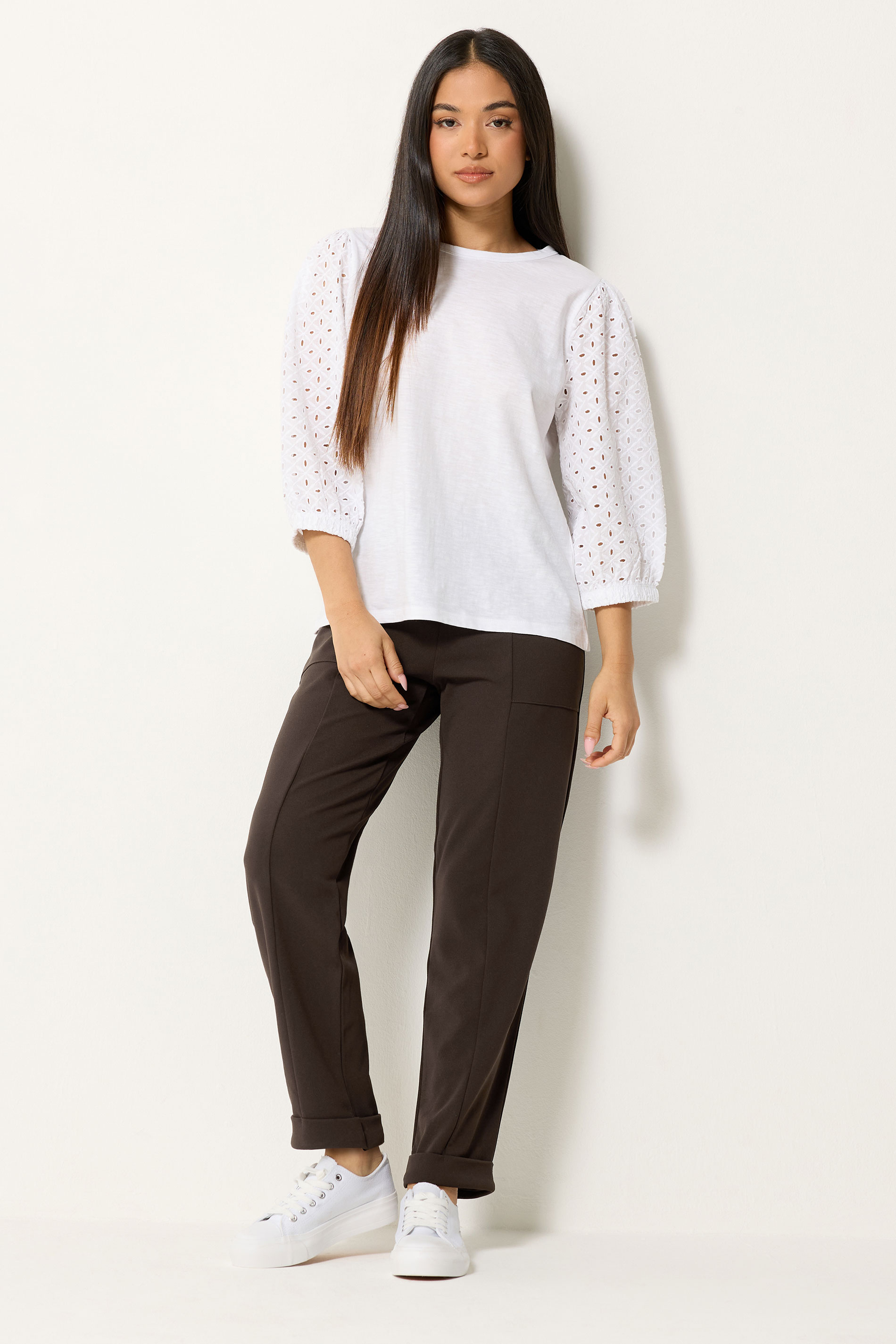 M&Co Petite Chocolate Brown Carpenter Tapered Trousers | M&Co 3
