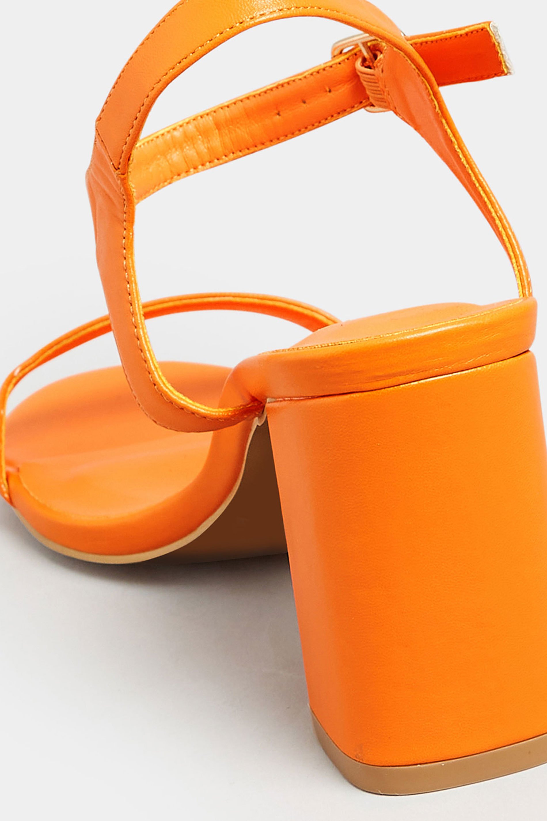 YOURS Orange Block Heel Sandal In Wide E Fit & Extra Wide Fit | Yours Clothing 4