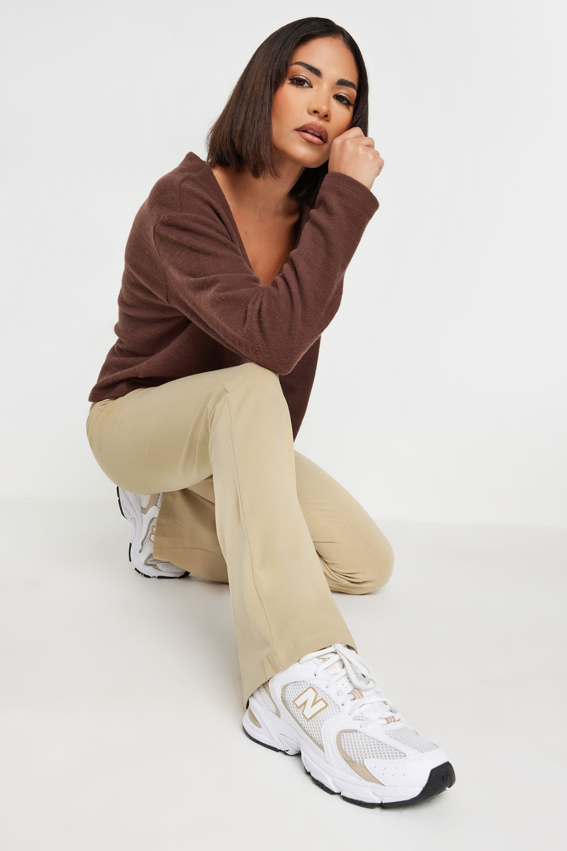 PixieGirl Beige Brown Flared Leggings | PixieGirl 4