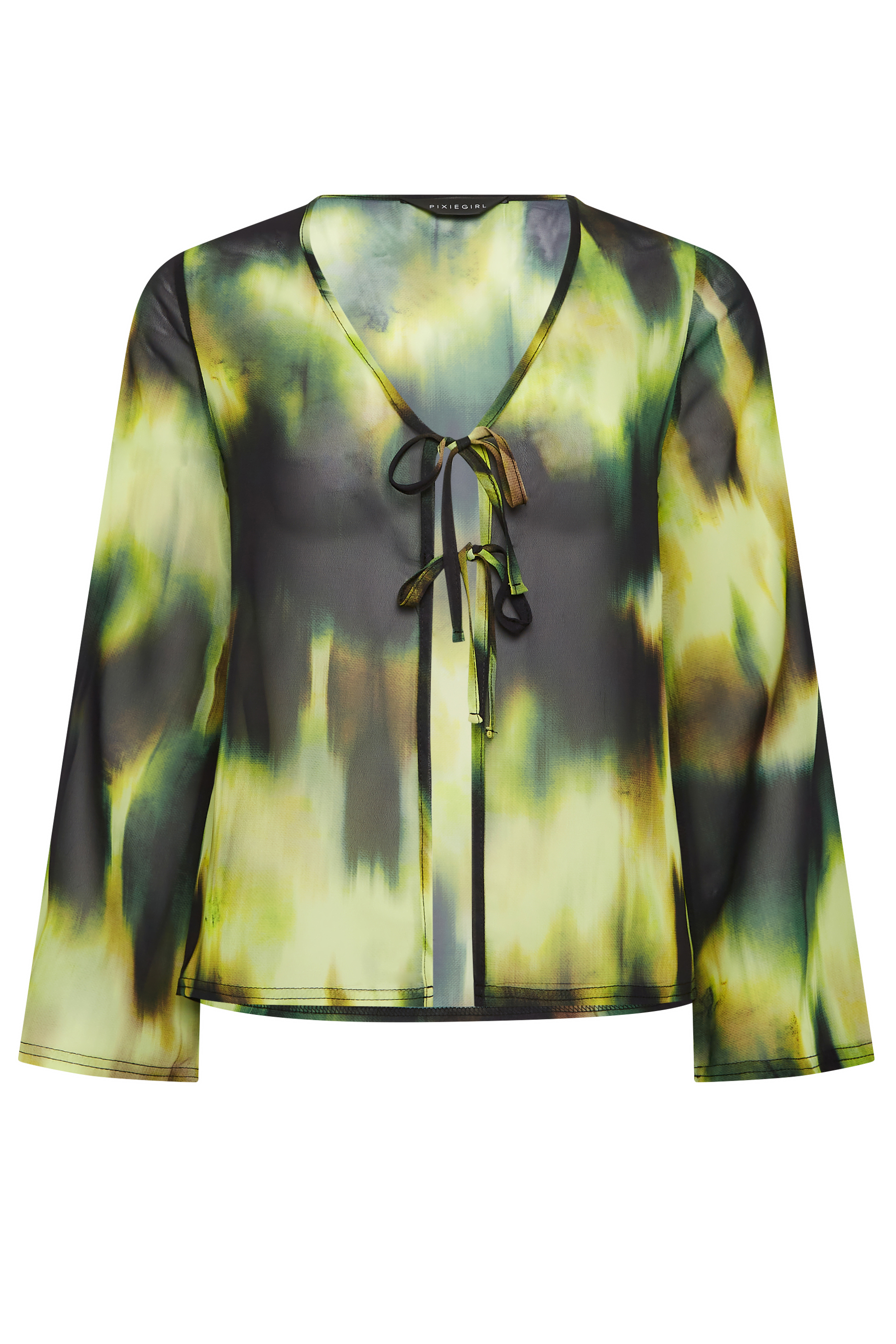 PixieGirl Green Blur Print Tie Front Top | PixieGirl 9