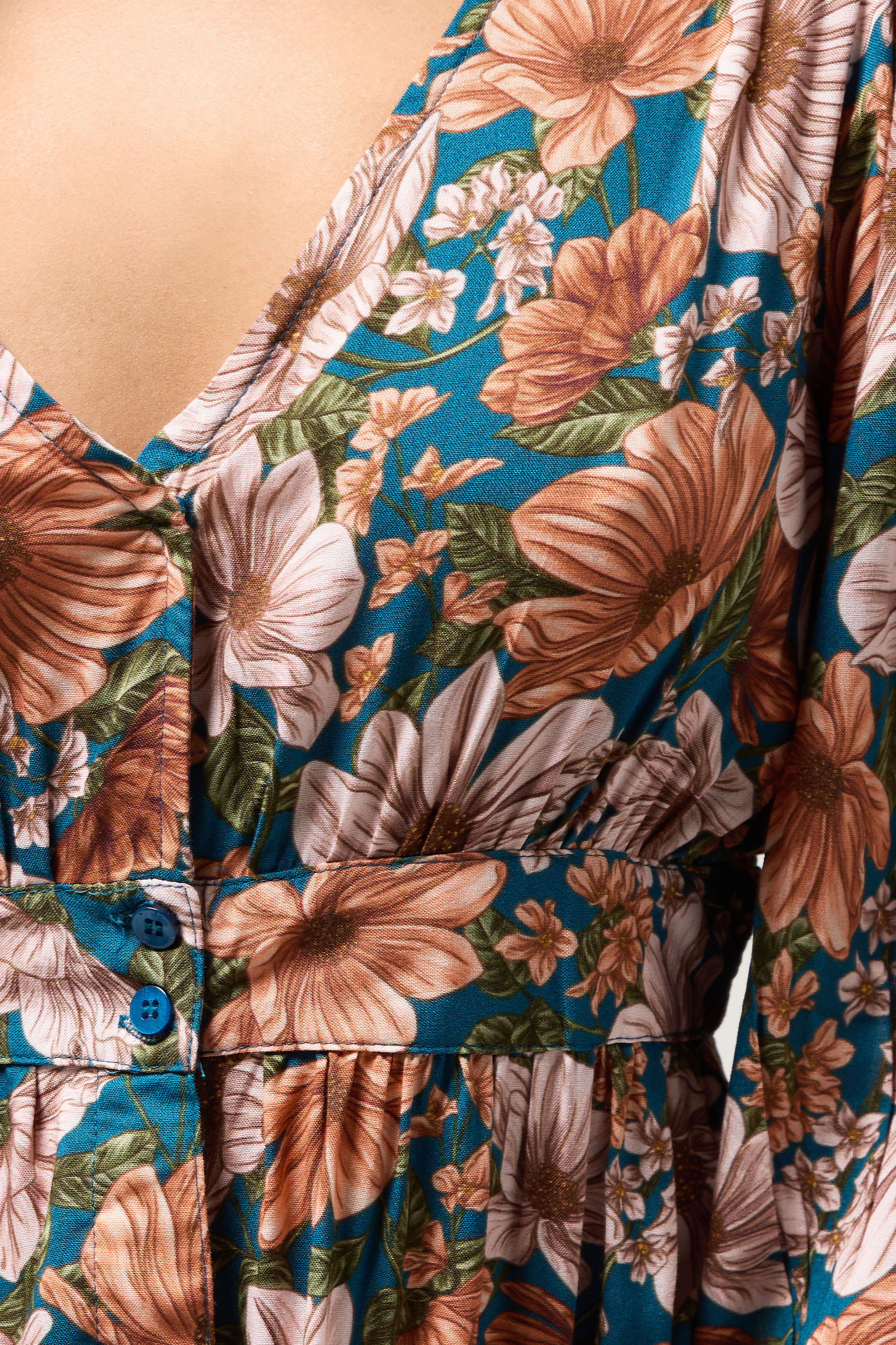 PixieGirl Petite Women's Blue Floral Midi Tea Dress | PixieGirl 4