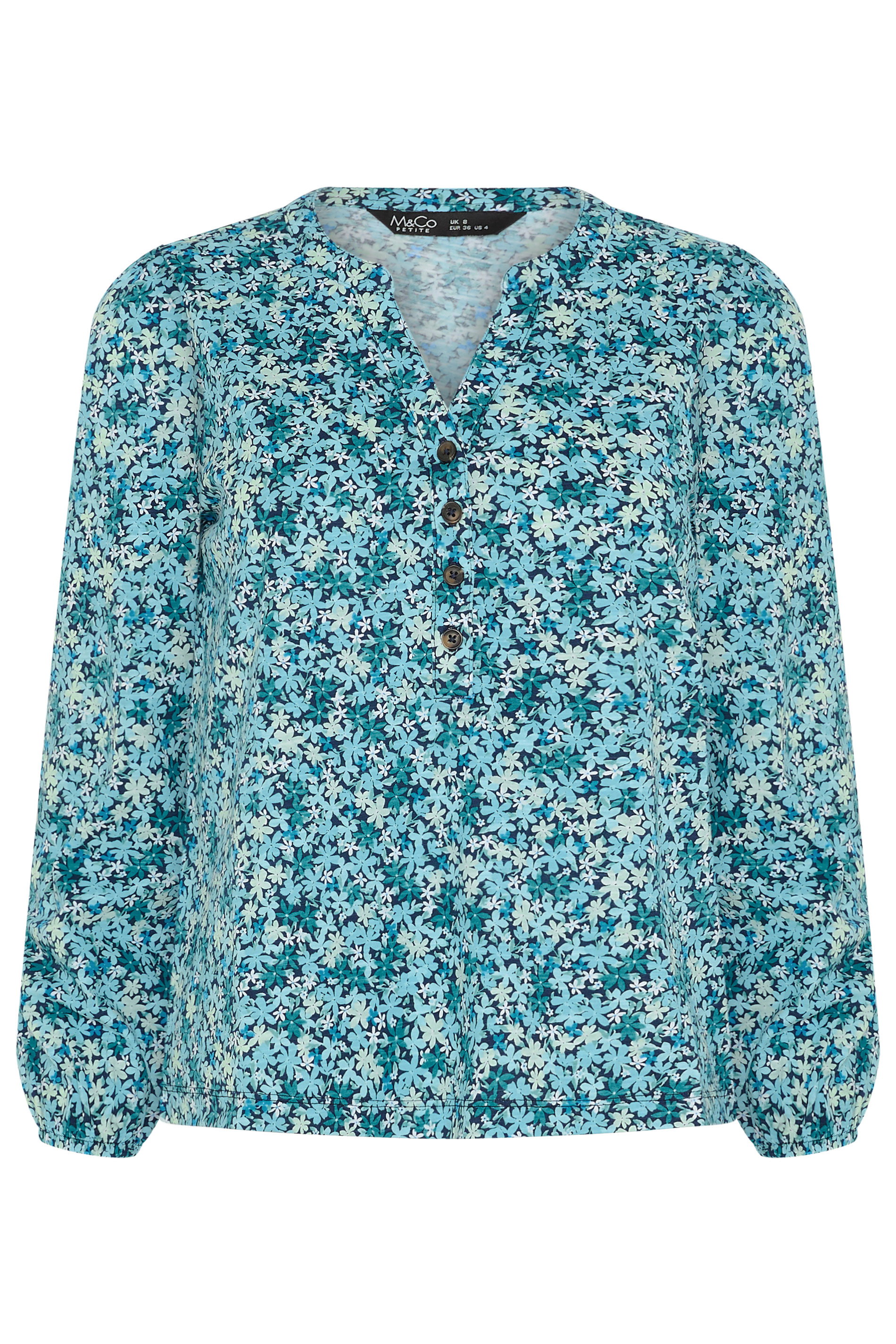 M&Co Petite Blue Ditsy Floral Cotton Blouse | M&Co 5