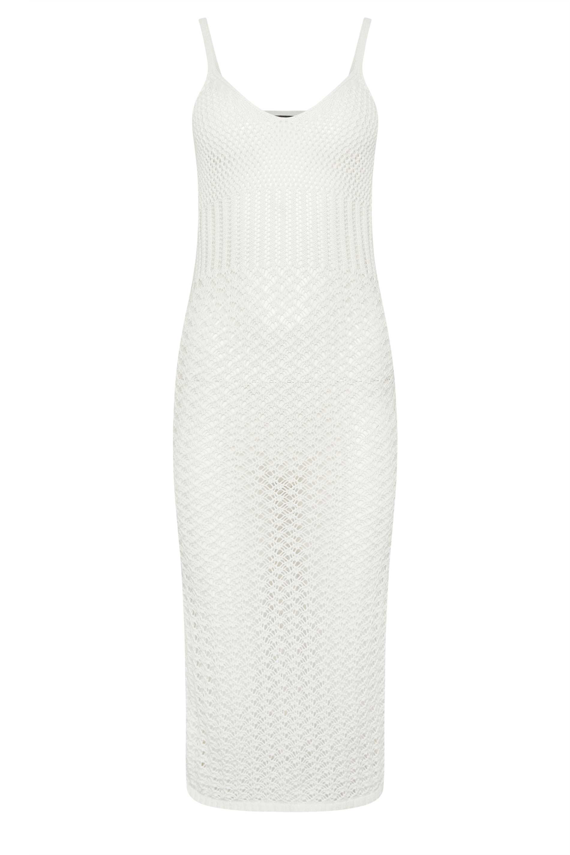 PixieGirl Petite Women's White Crochet Midi Beach Dress | PixieGirl 7