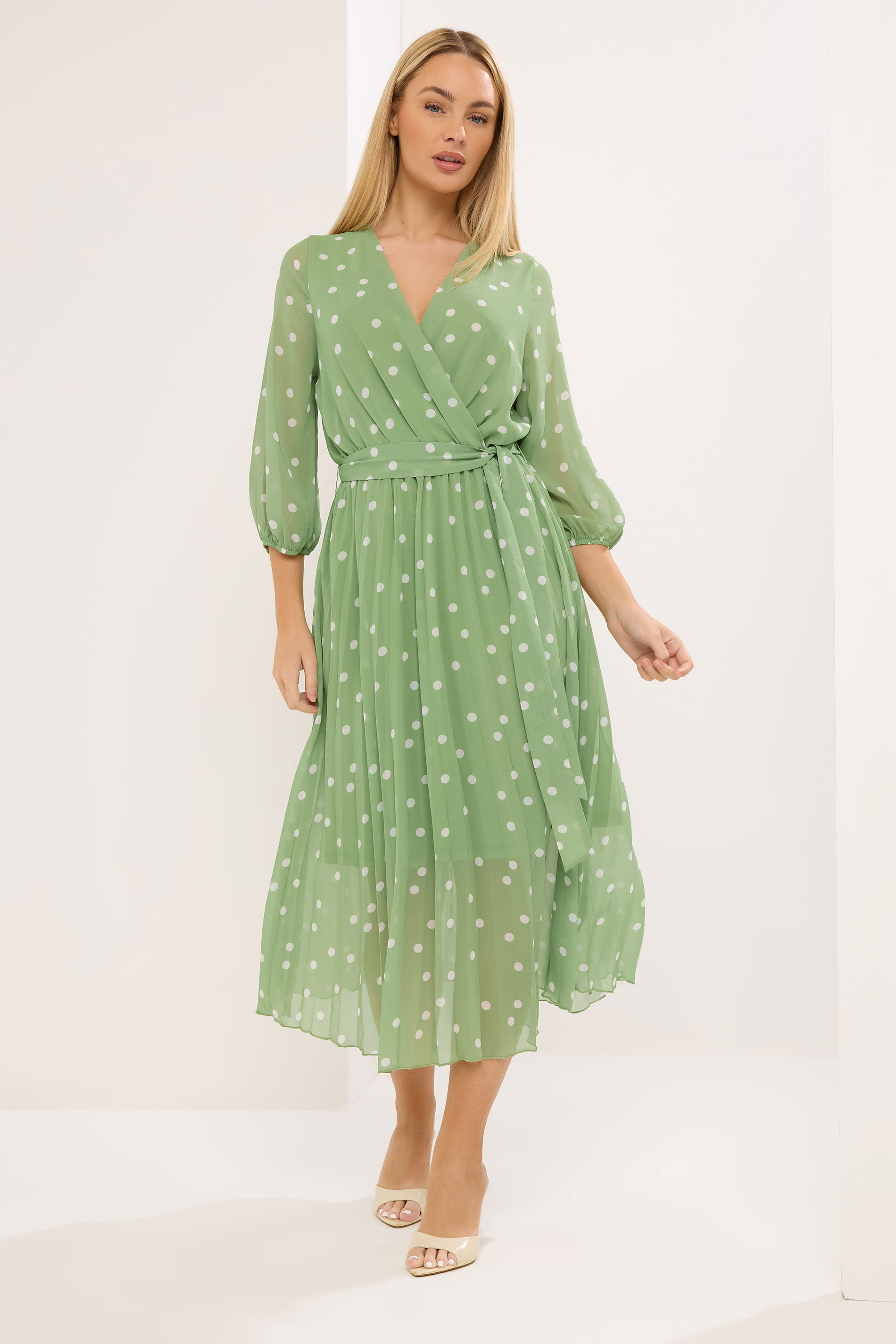 STAR Green Polka Dot Pleated Dress | StarByJM 3