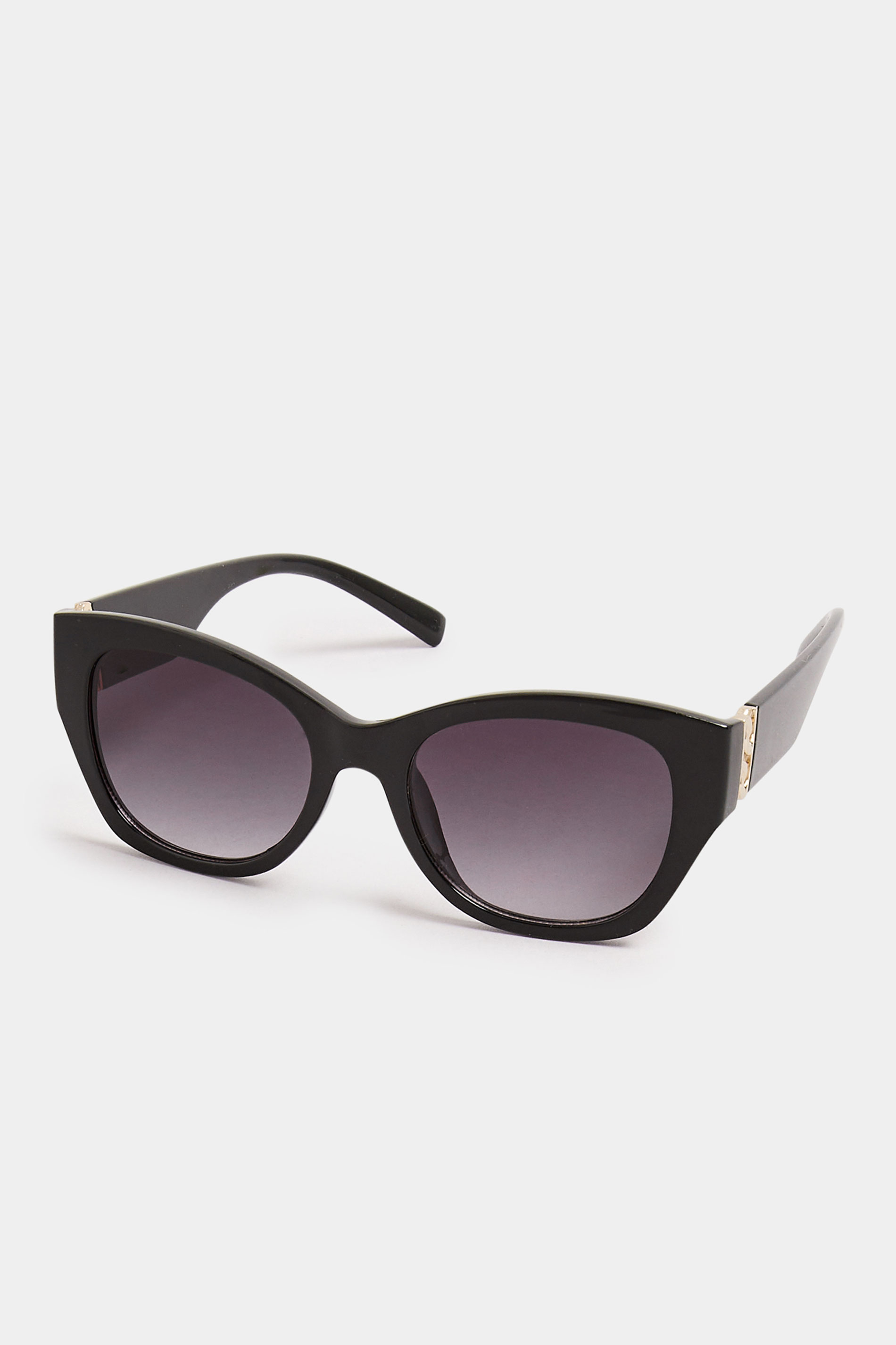 Black & Gold Tone Chain Arm Sunglasses | Yours Clothing 2