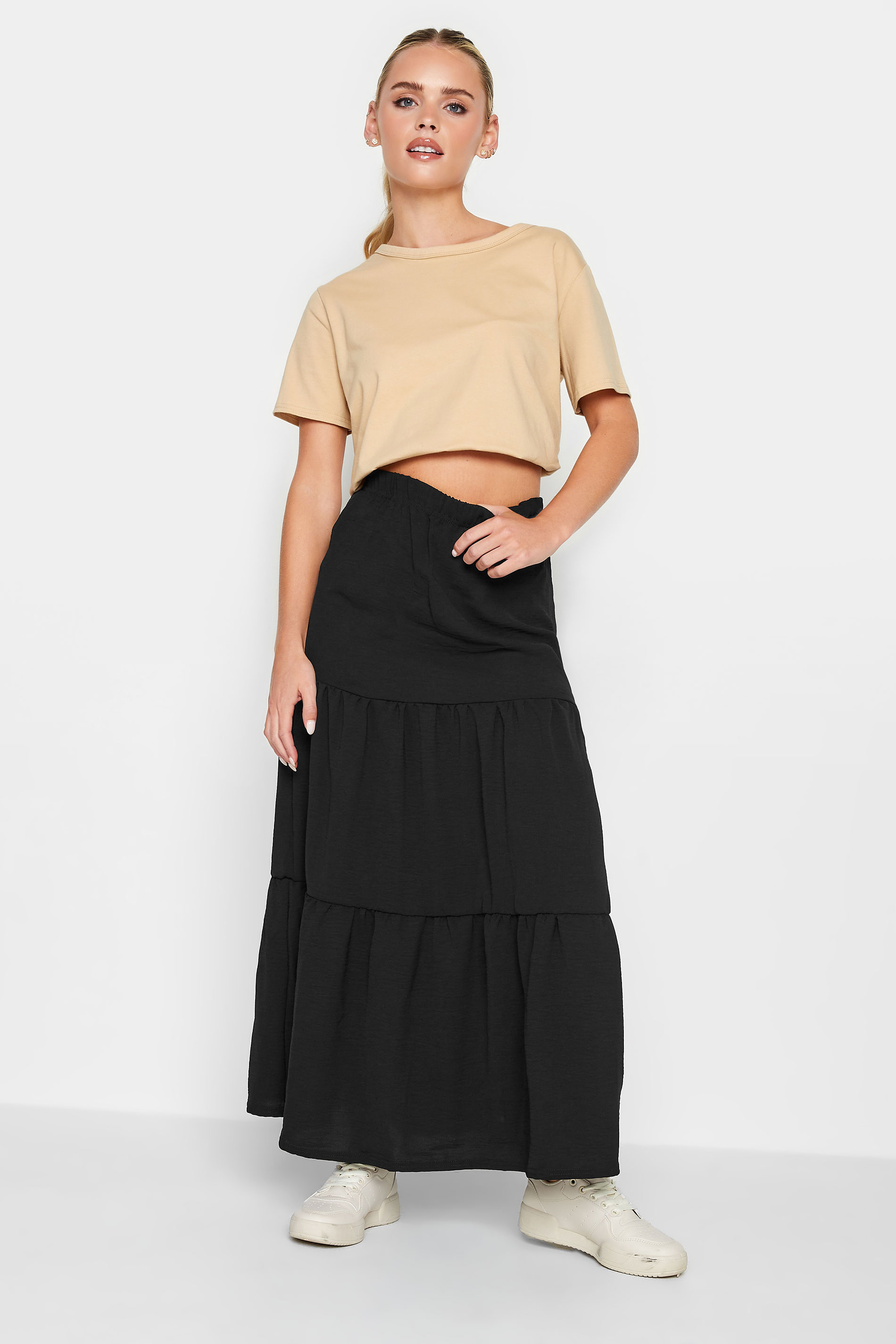 Petite Black Crepe Maxi Skirt | PixieGirl 2