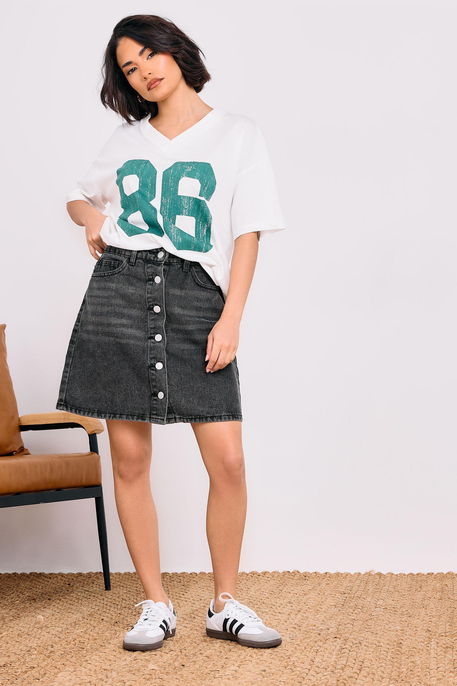 PixieGirl Petite Women's Black Denim Button Mini Skirt | PixieGirl 1