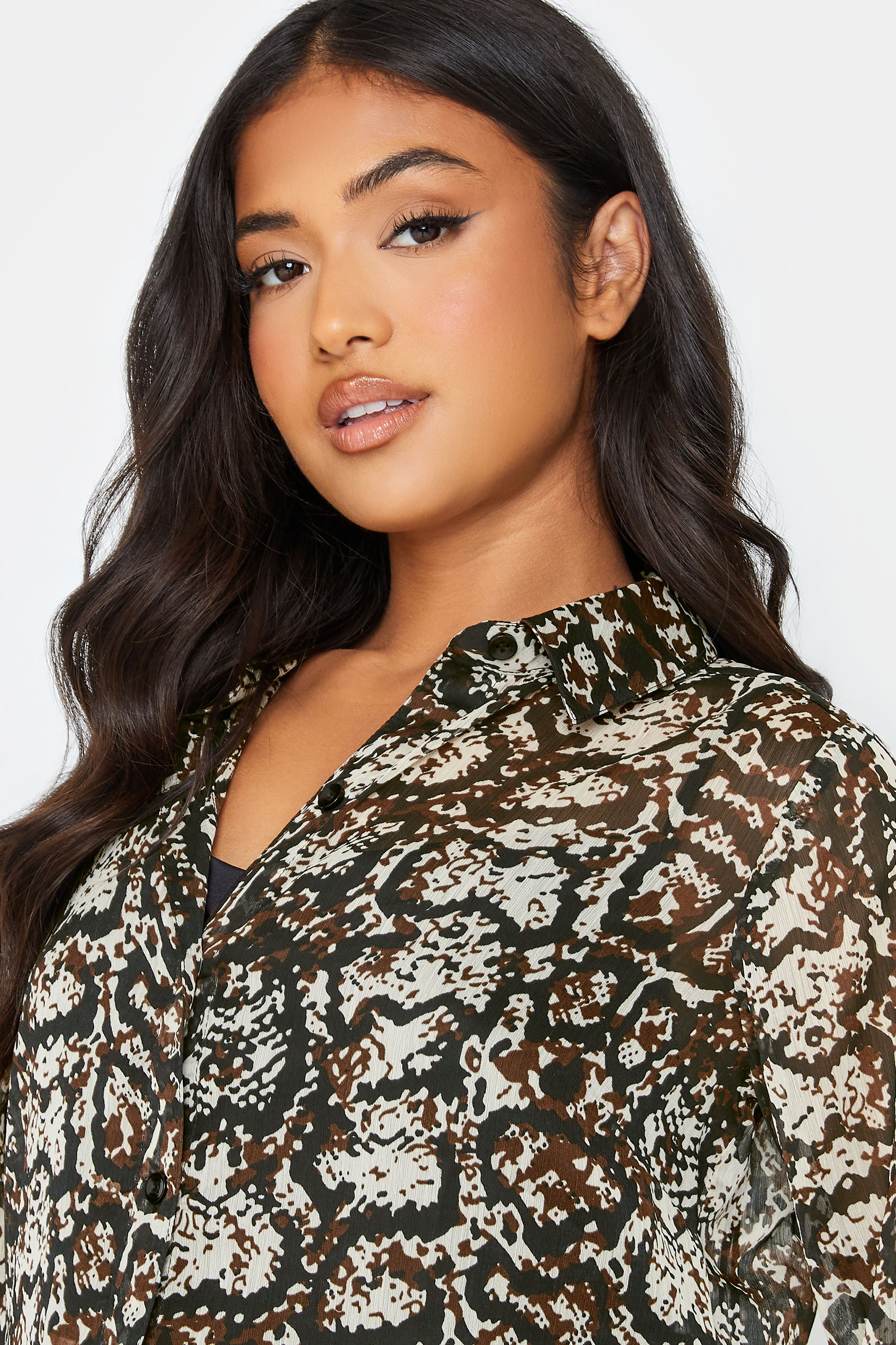 PixieGirl Brown Snake Print Oversized Shirt | PixieGirl 4